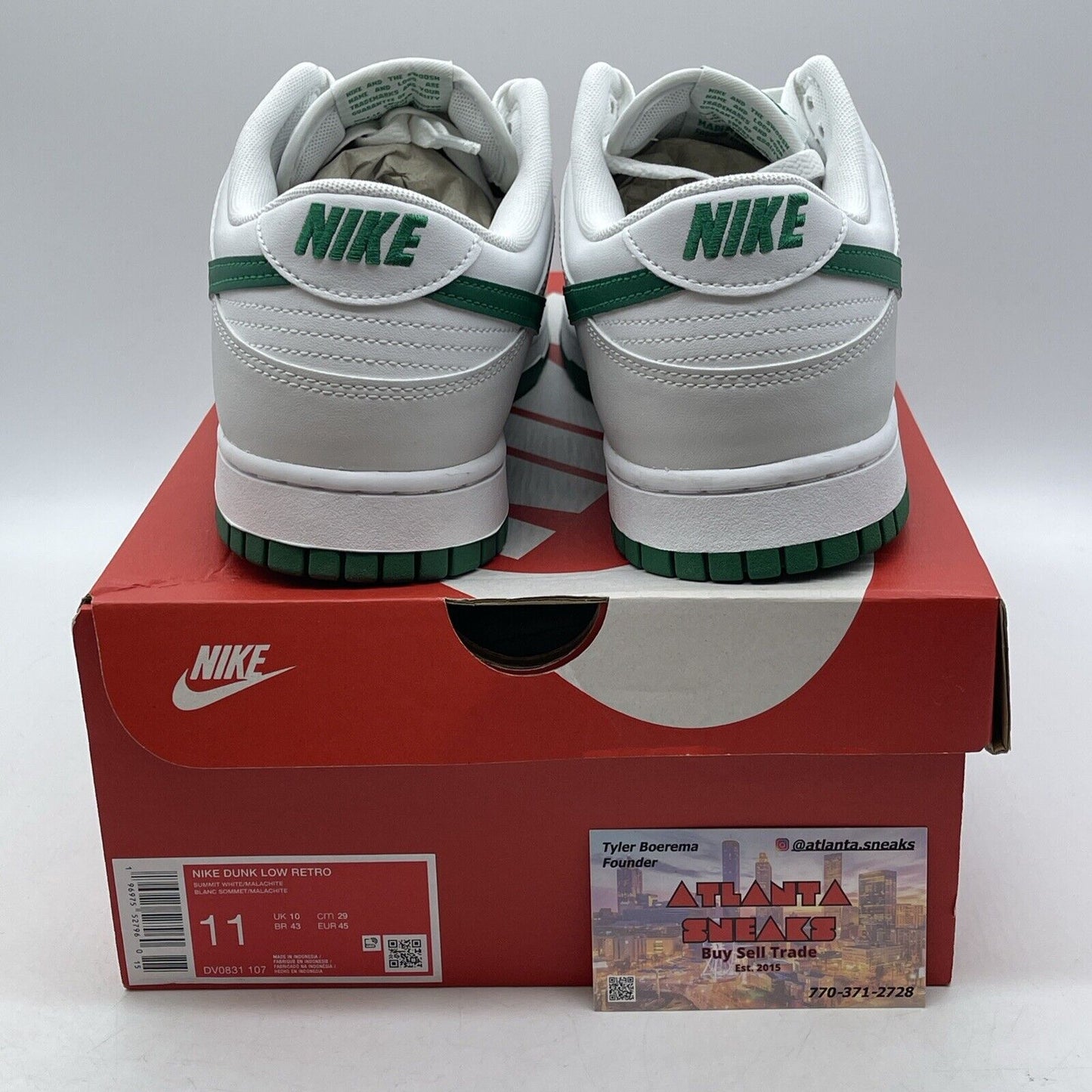 Size 11 - Nike Dunk Low Summit White Malachite Green Leather (DV0831-107)
