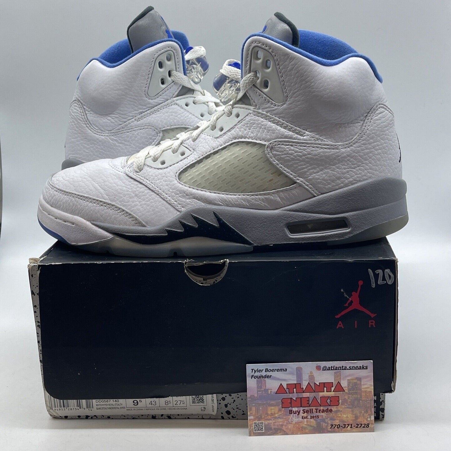 Size 9.5 - Air Jordan 5 Retro Stealth 2.0 Blue White Leather (DD0587-140)