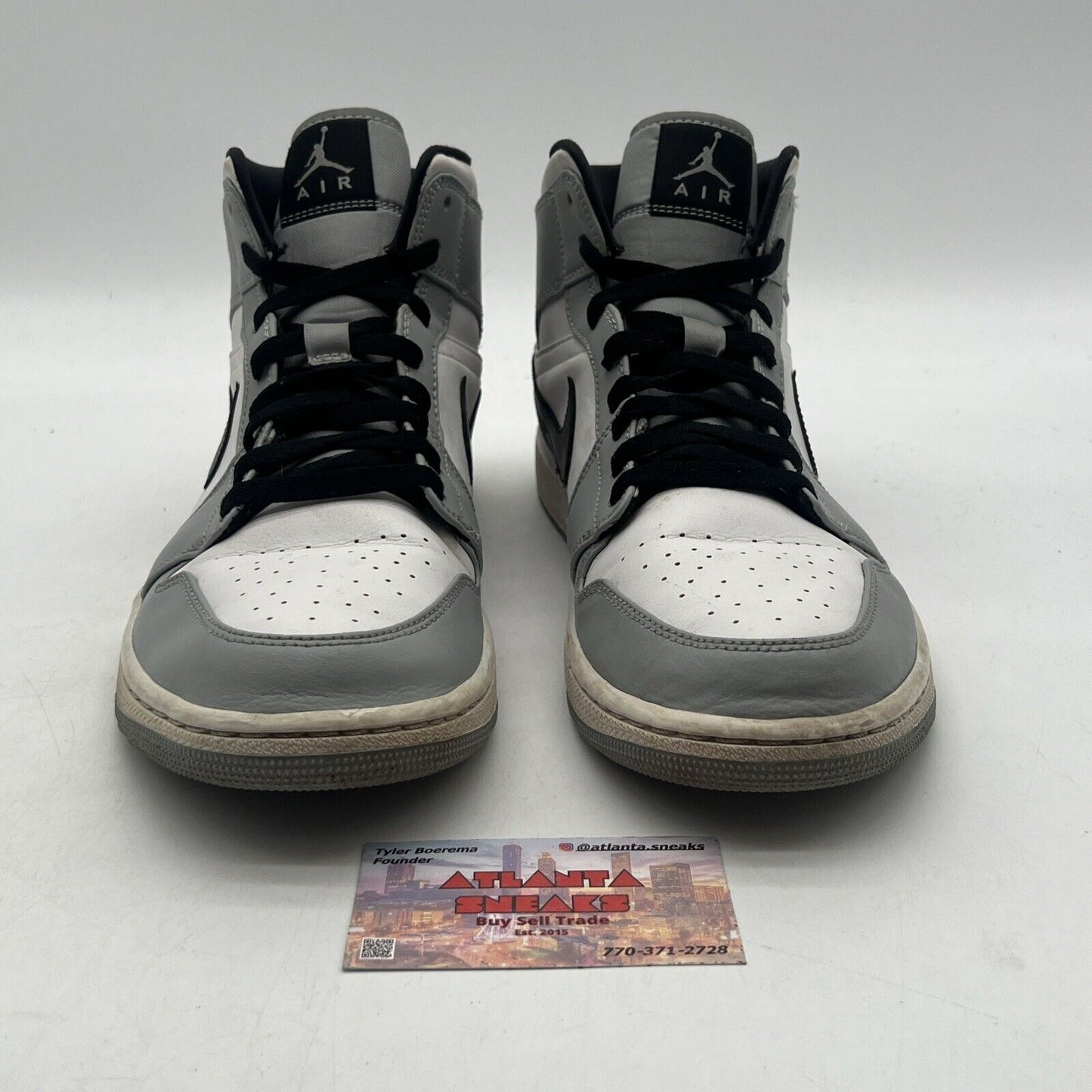 Size 11 - Jordan 1 Mid Gray 2020 White Black Leather (554724-092)