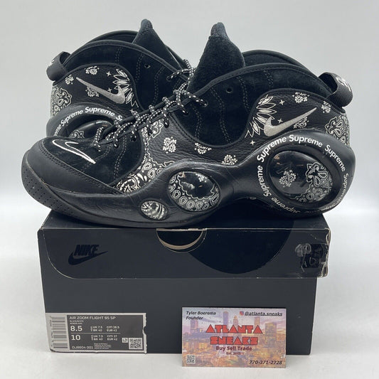 Size 8.5 - Nike Supreme x Air Zoom Flight 95 SP Black White Suede (DJ8604-001)