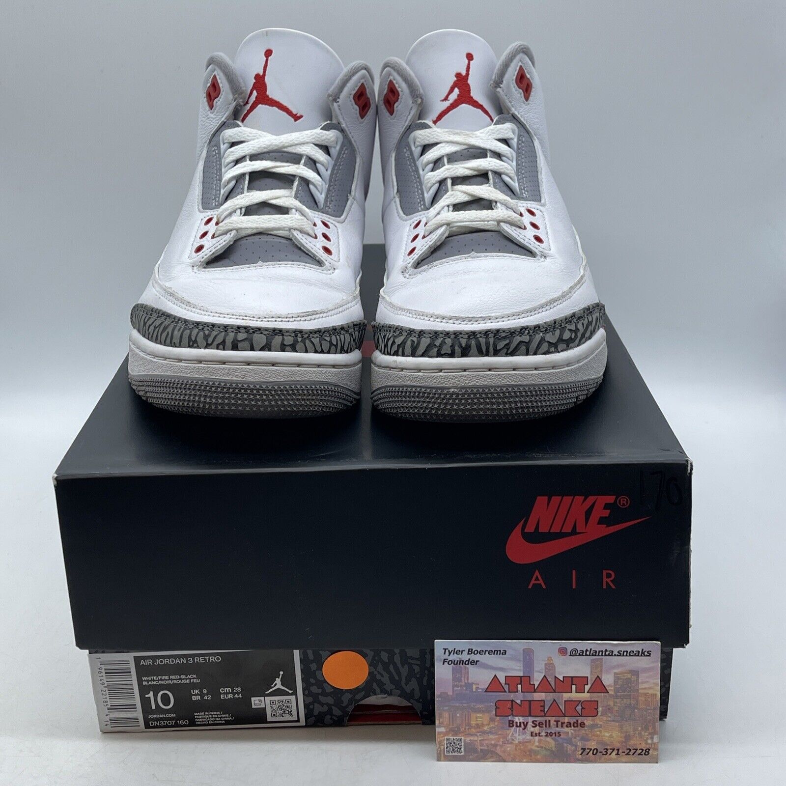 Size 10 - Jordan 3 Retro Mid Fire Red White Grey Black (DN3707-160)