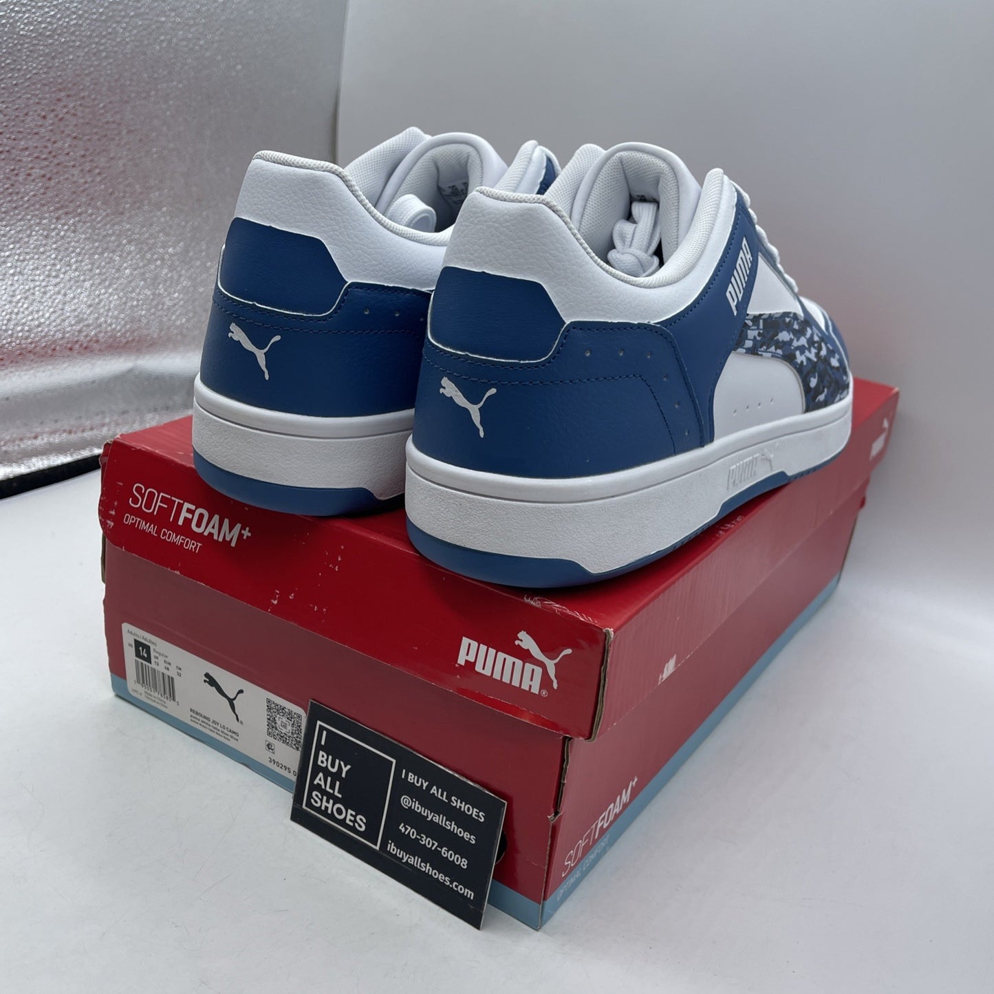 Size 14 - Puma Rebound Joy Low Lake Blue Camo (390295-01)