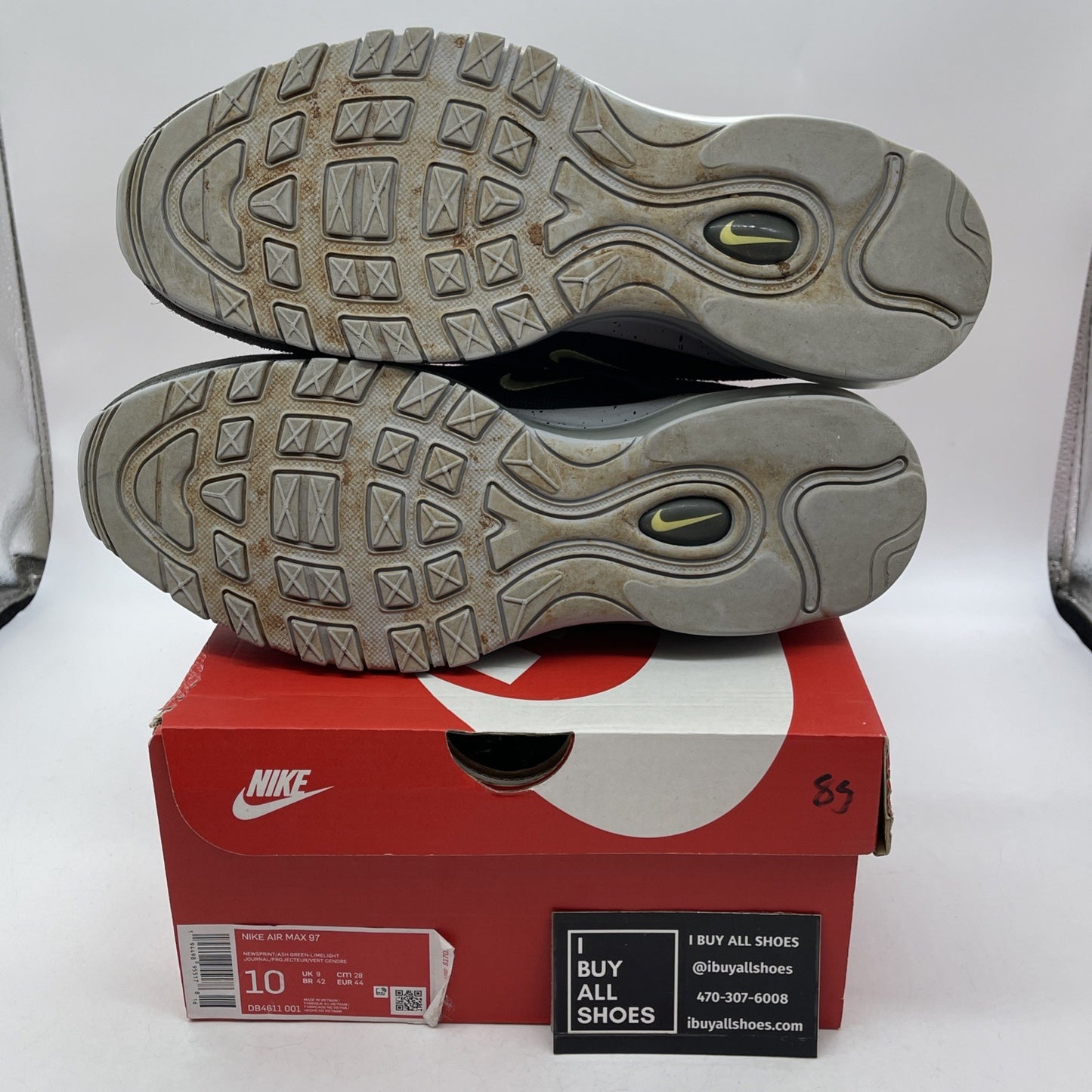 Size 10 - Nike Air Max 97 Newsprint Grey Blue Black Suede Leather (DB4611-001)