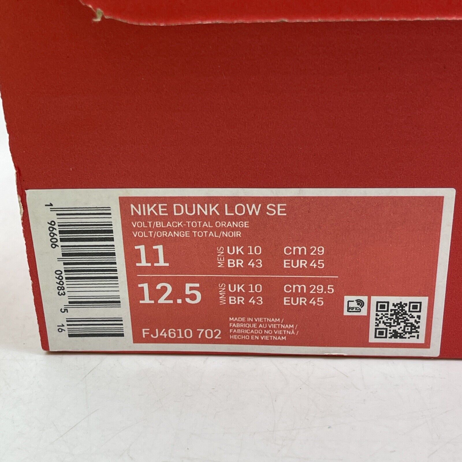 Size 11 - Dunk Low Volt Yellow Green White Orange Leather (FJ4610-702)