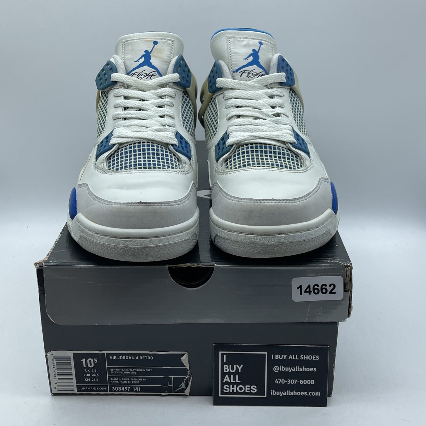 Size 10.5 - Air Jordan 4 Retro 2006 Military Blue White Suede (308497-141)
