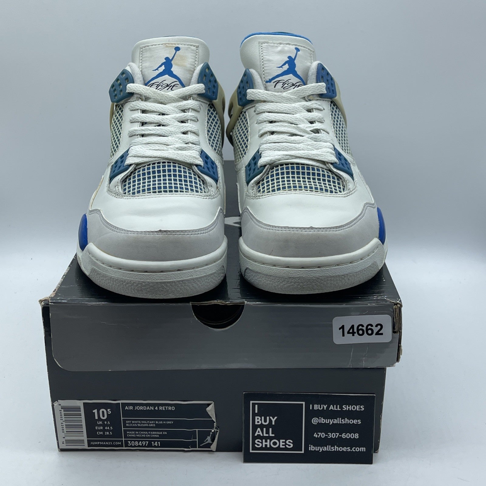 Size 10.5 - Air Jordan 4 Retro 2006 Military Blue White Suede (308497-141)