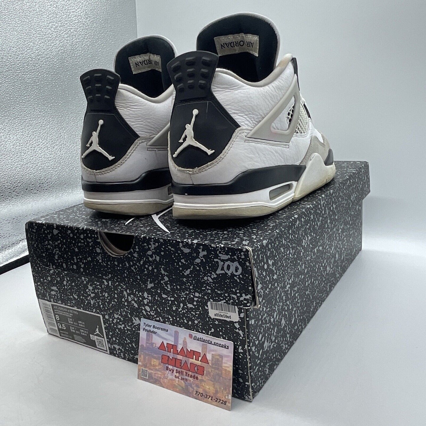 Size 8 - Jordan 4 Retro Mid Military Black White Suede Leather (DH6927-111)