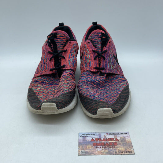 Size 10.5 - Nike Roshe NM Flyknit SE Pink Purple Green Black Suede (816531-600)
