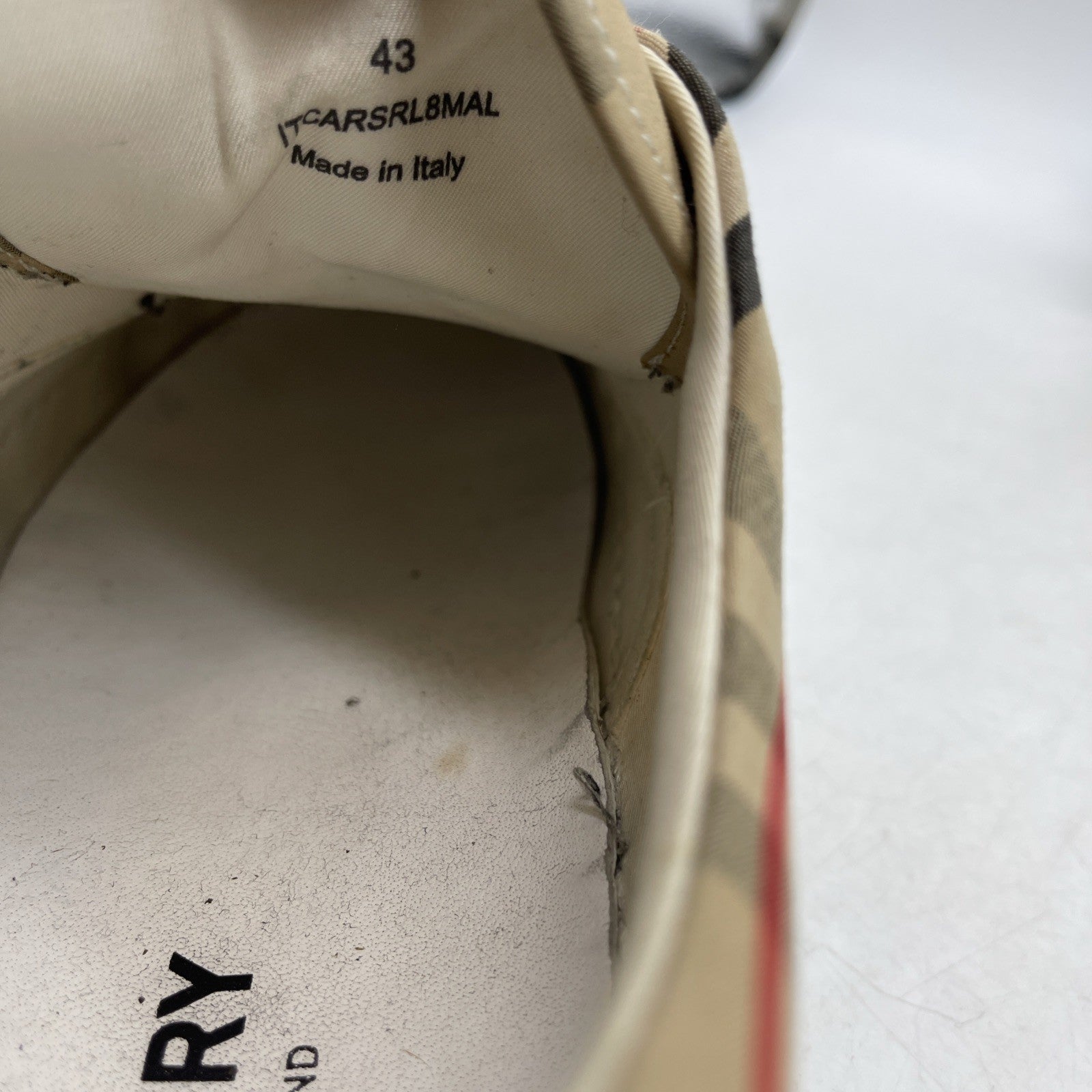 Size 43 - BURBERRY WILSON VINTAGE CHECK CANVAS LOW TOP SNEAKERS