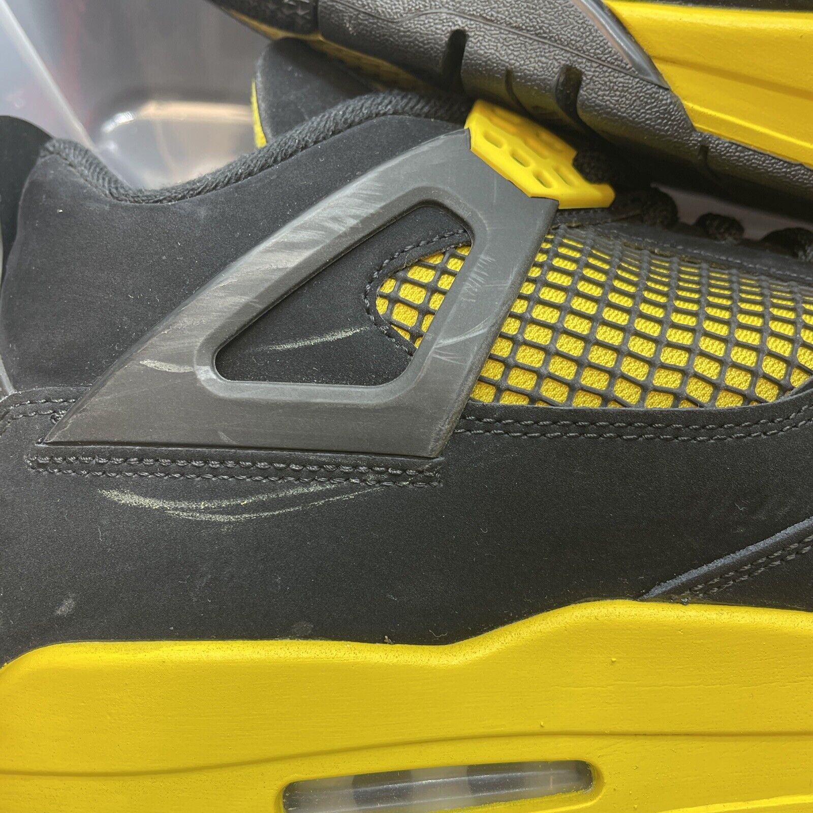 Size 14 - Jordan 4 Retro Mid Thunder White Yellow Black Suede Leather DH6927-016