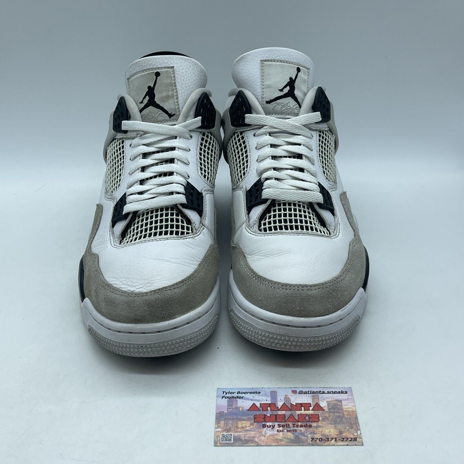 Size 12 - Jordan 4 Retro Military Black White Leather Grey Suede (DH6927-111)