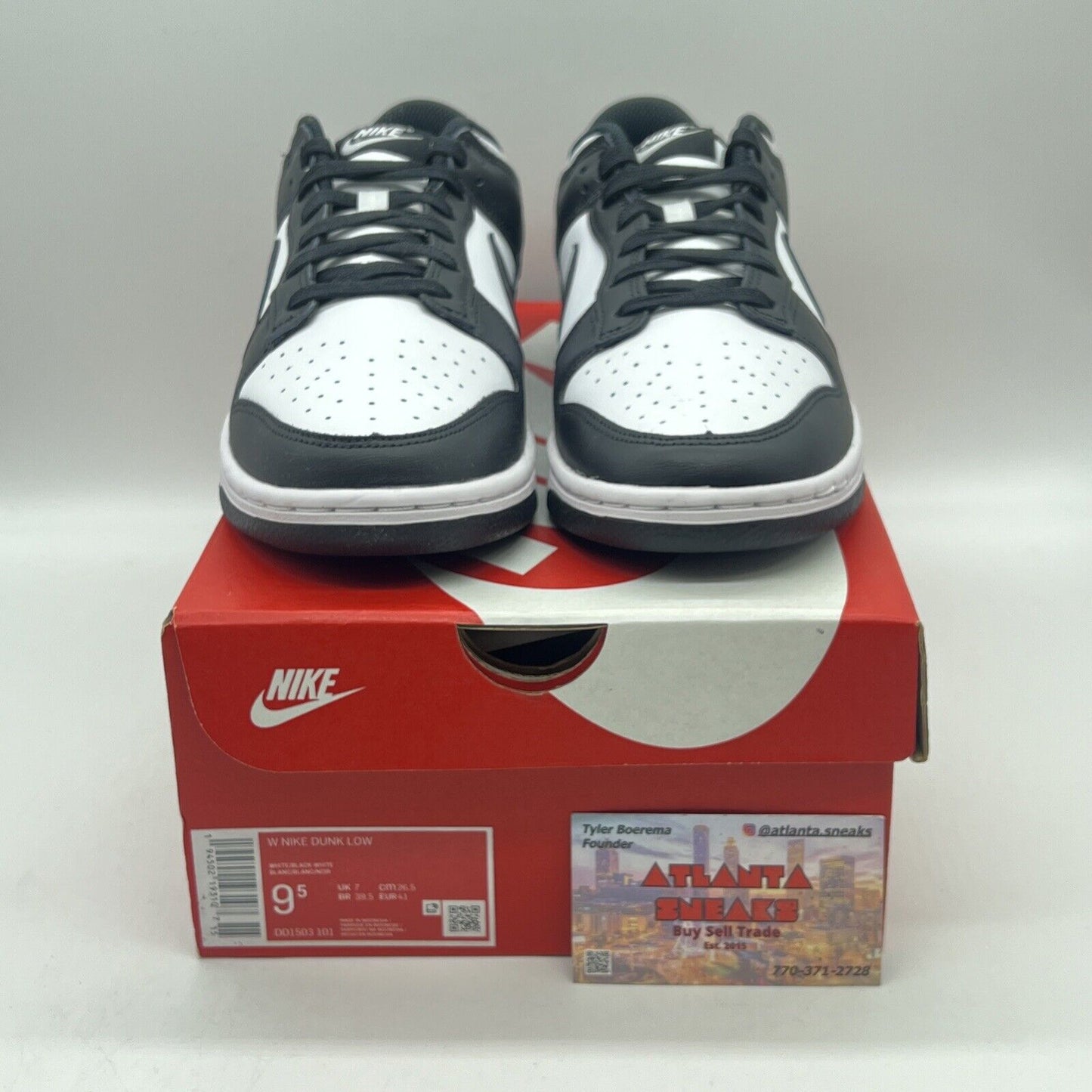 Size 9.5 - Nike Dunk Low Black White W Brand New Og All