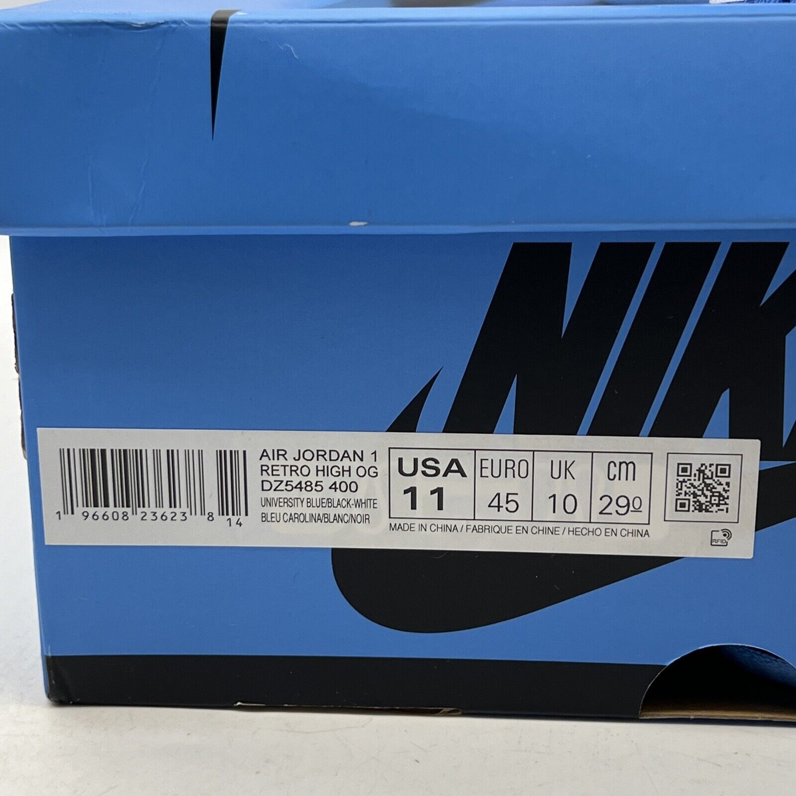 Size 11 - Jordan 1 Retro OG High UNC Toe Black White Leather (DZ5485-400)