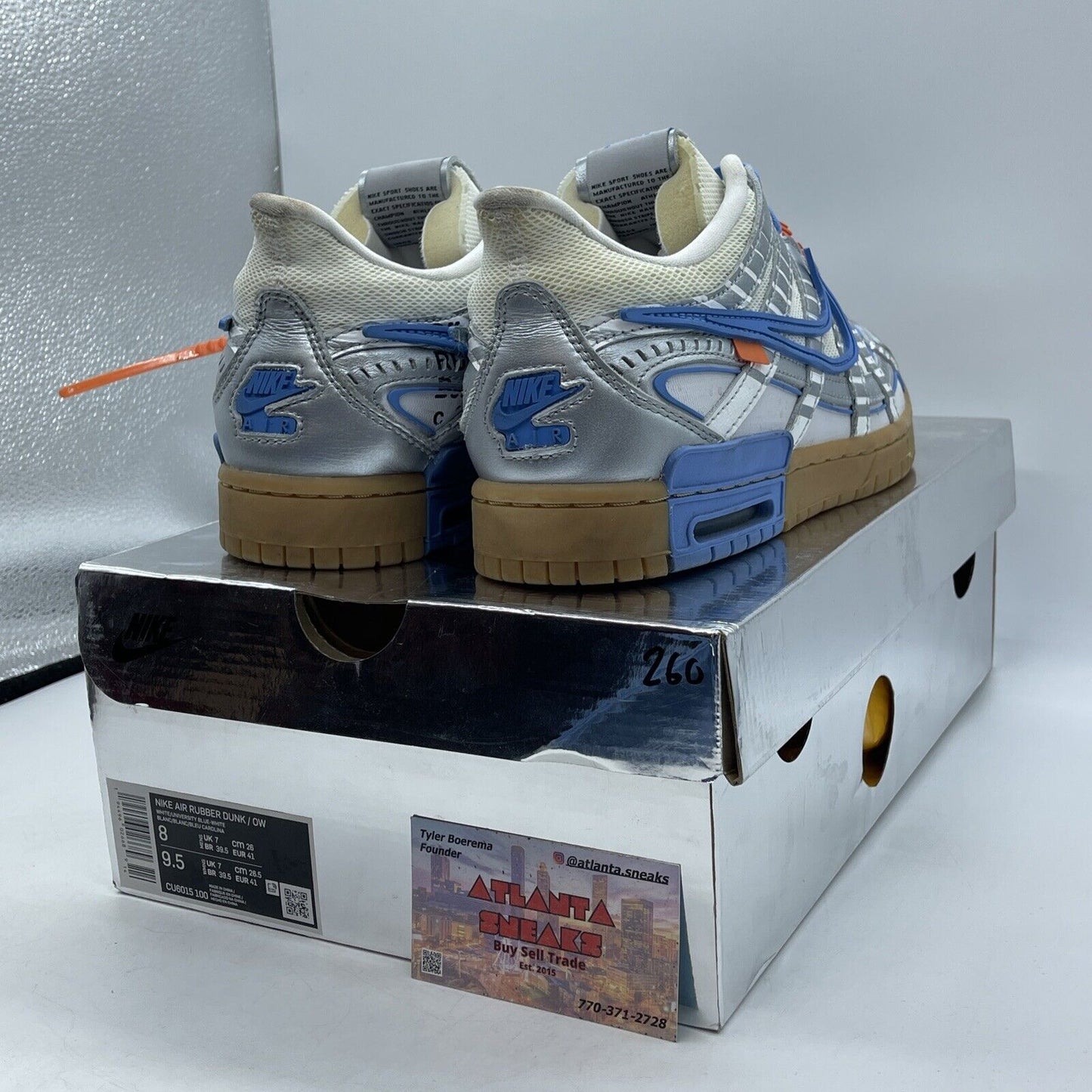 Size 8 - Nike Off-White x Air Rubber Dunk University Blue Leather (CU6015-100)