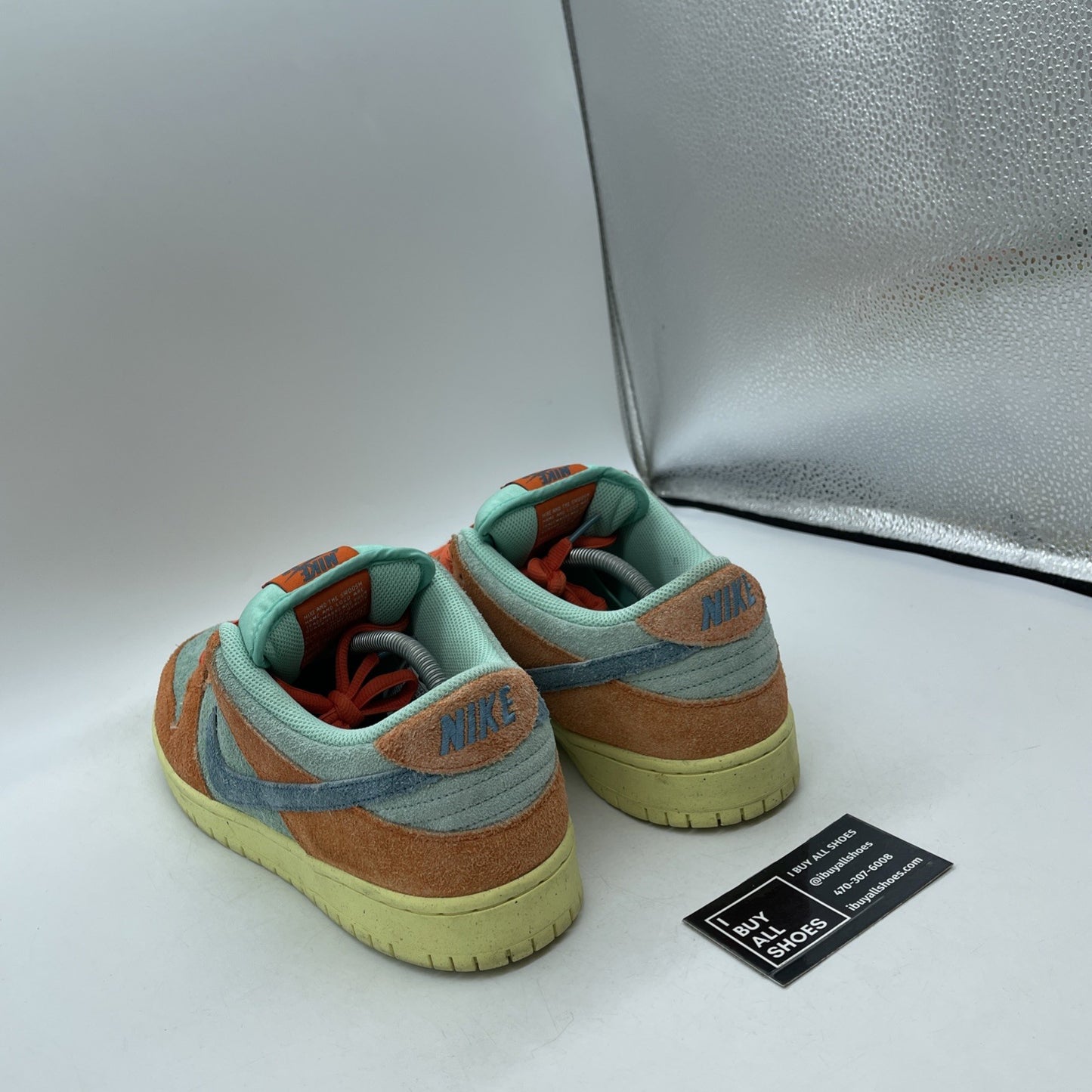Size 12 - Nike Dunk SB Low Orange Emerald Rise Blue Suede (DV5429-800)