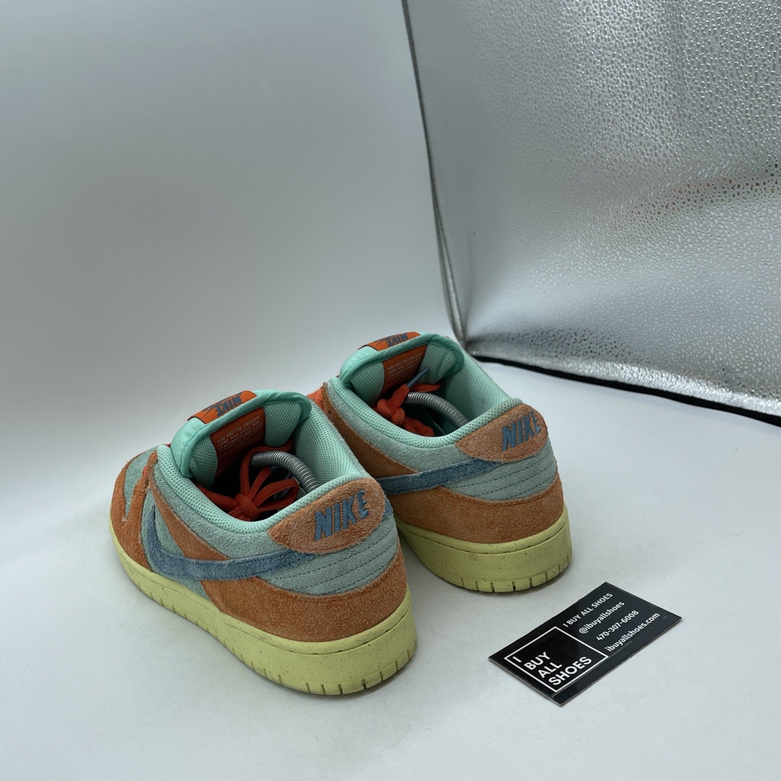 Size 12 - Nike Dunk SB Low Orange Emerald Rise Blue Suede (DV5429-800)