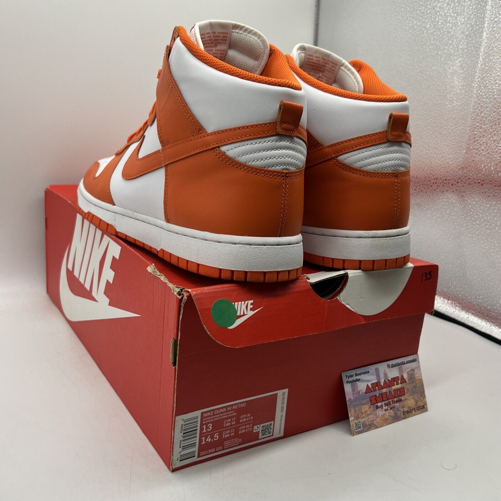 Size 13 - Nike Dunk SP 2021 High Syracuse White Orange Leather (DD1399-001)