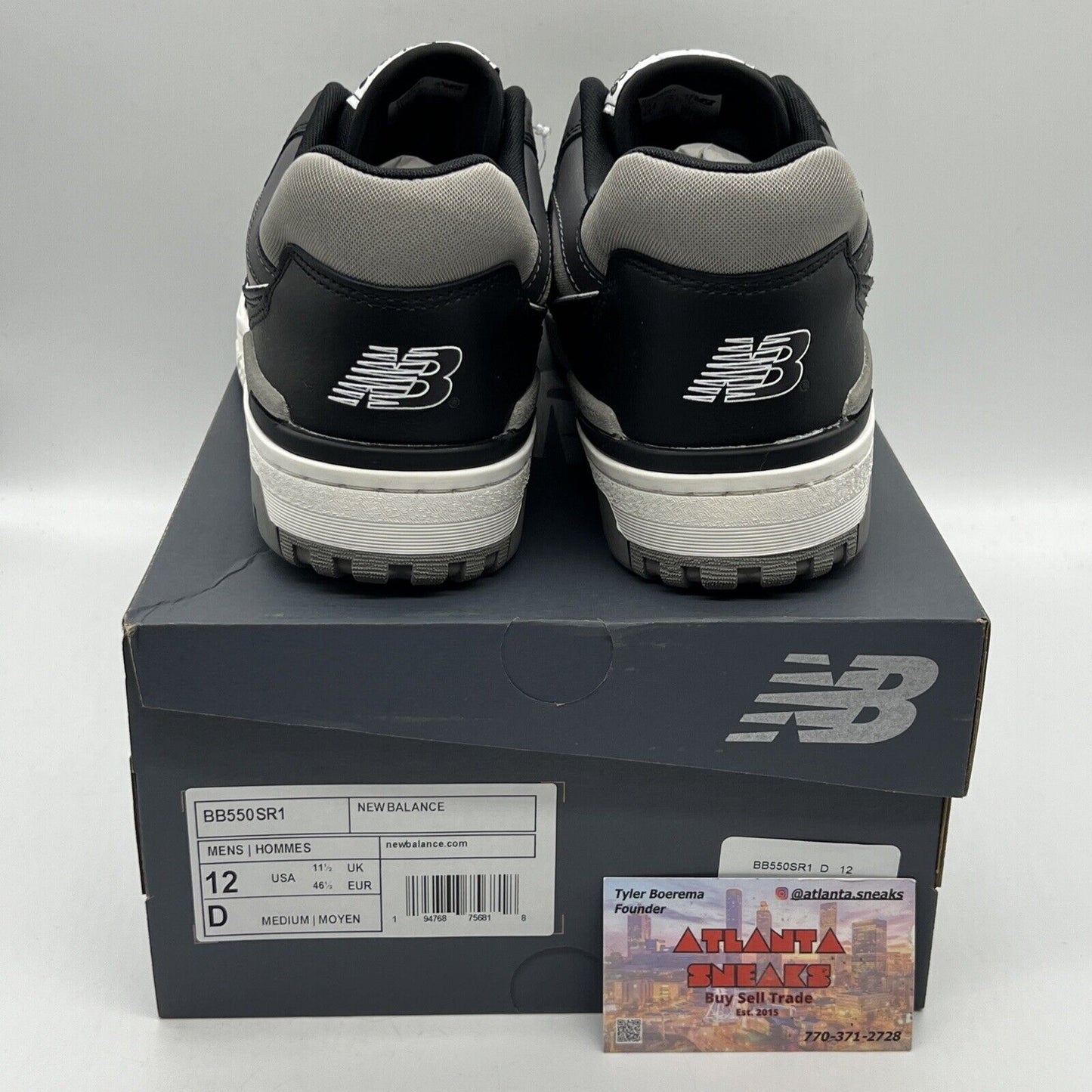 NEW BALANCE MENS BRAND NEW BB550SR1 SNEAKERS SIZE 12 BLACK/GREY