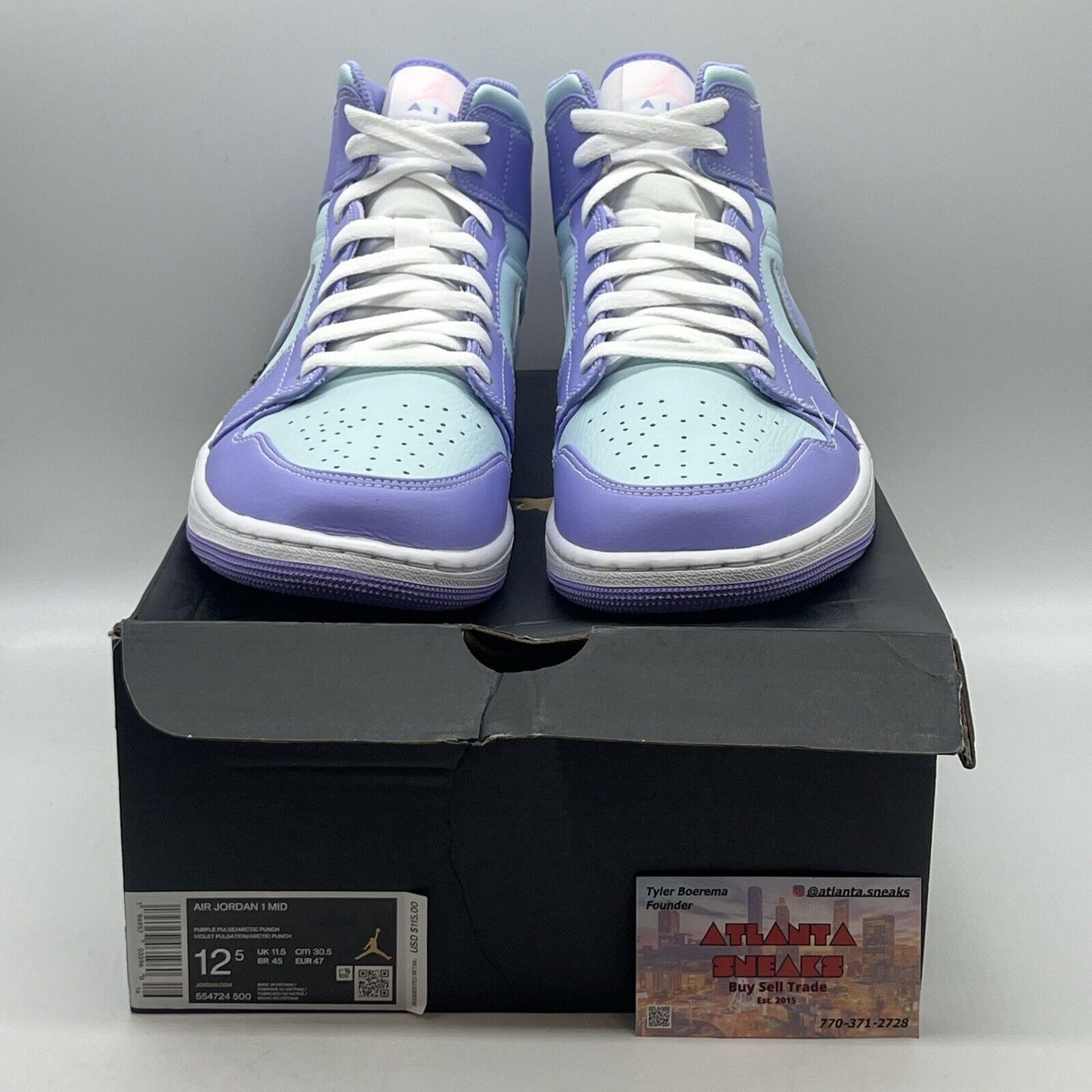 Size 12.5 - Jordan 1 Mid Purple Brand New Og All White