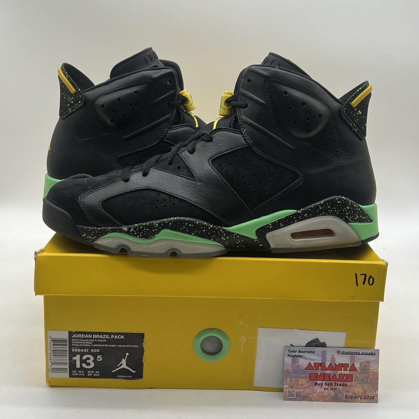 Size 13.5 - Air Jordan 6 Retro x CP3.III Brazil Pack Black Yellow (688446-020)