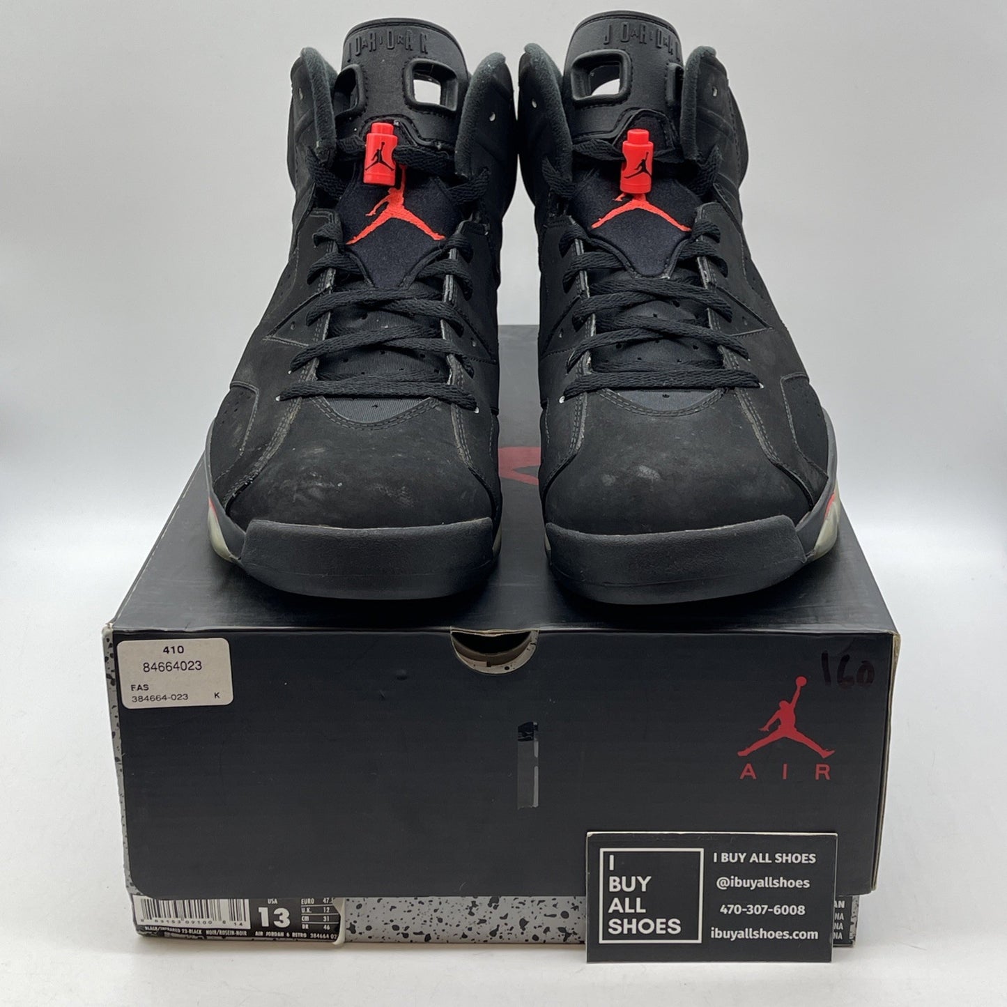 Size 13 - Jordan 6 Retro Infrared Black 2014 Black Pink Suede (384664-023)