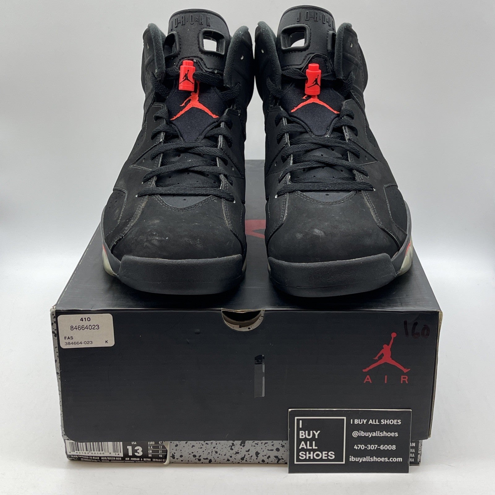 Size 13 - Jordan 6 Retro Infrared Black 2014 Black Pink Suede (384664-023)