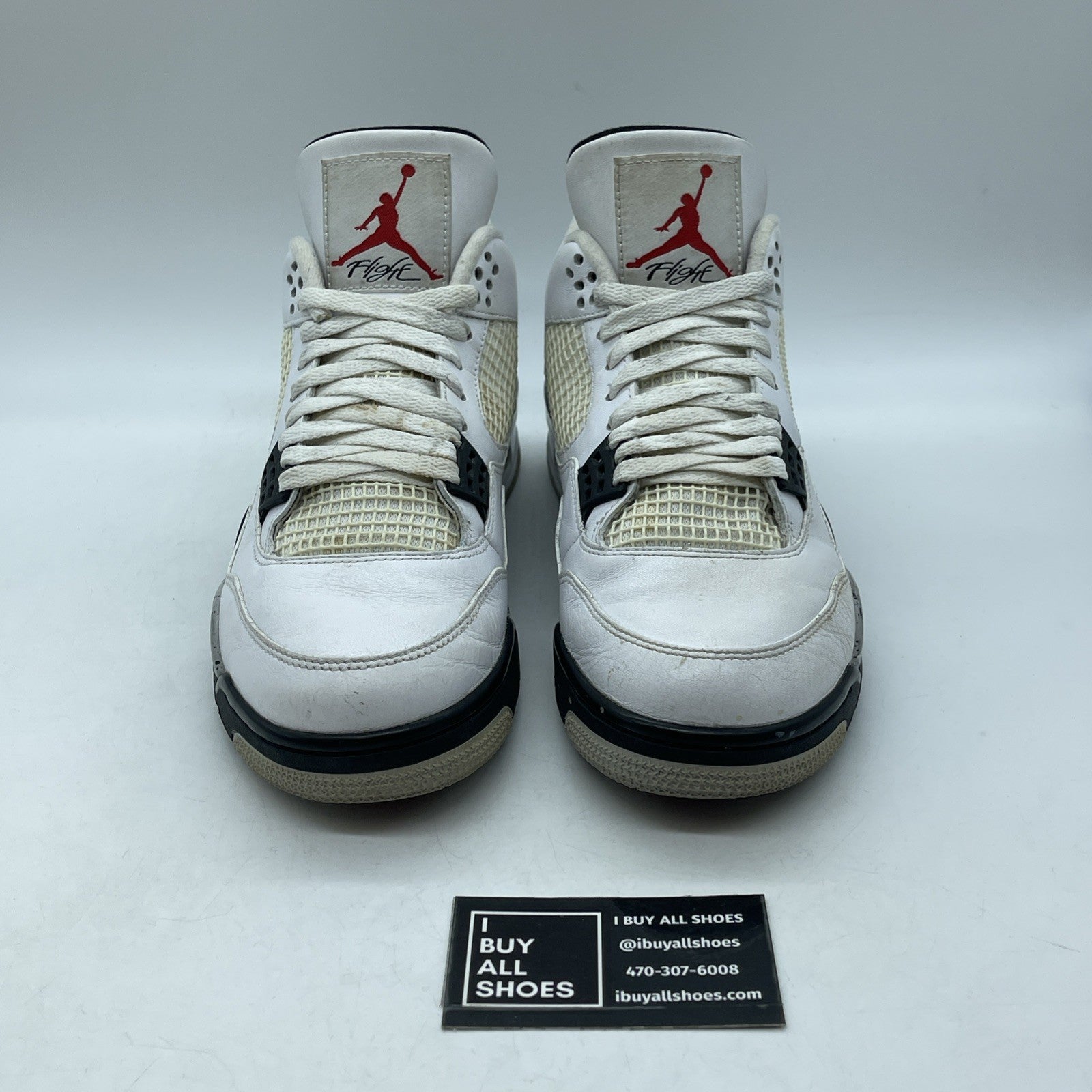 Size 10 - Jordan 4 Retro OG Mid White Cement Grey Black Leather (840606-192)
