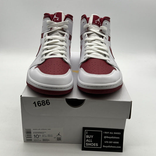 Size 10.5 - Air Jordan 1 Mid White Pomegranate W (BQ6472-161)