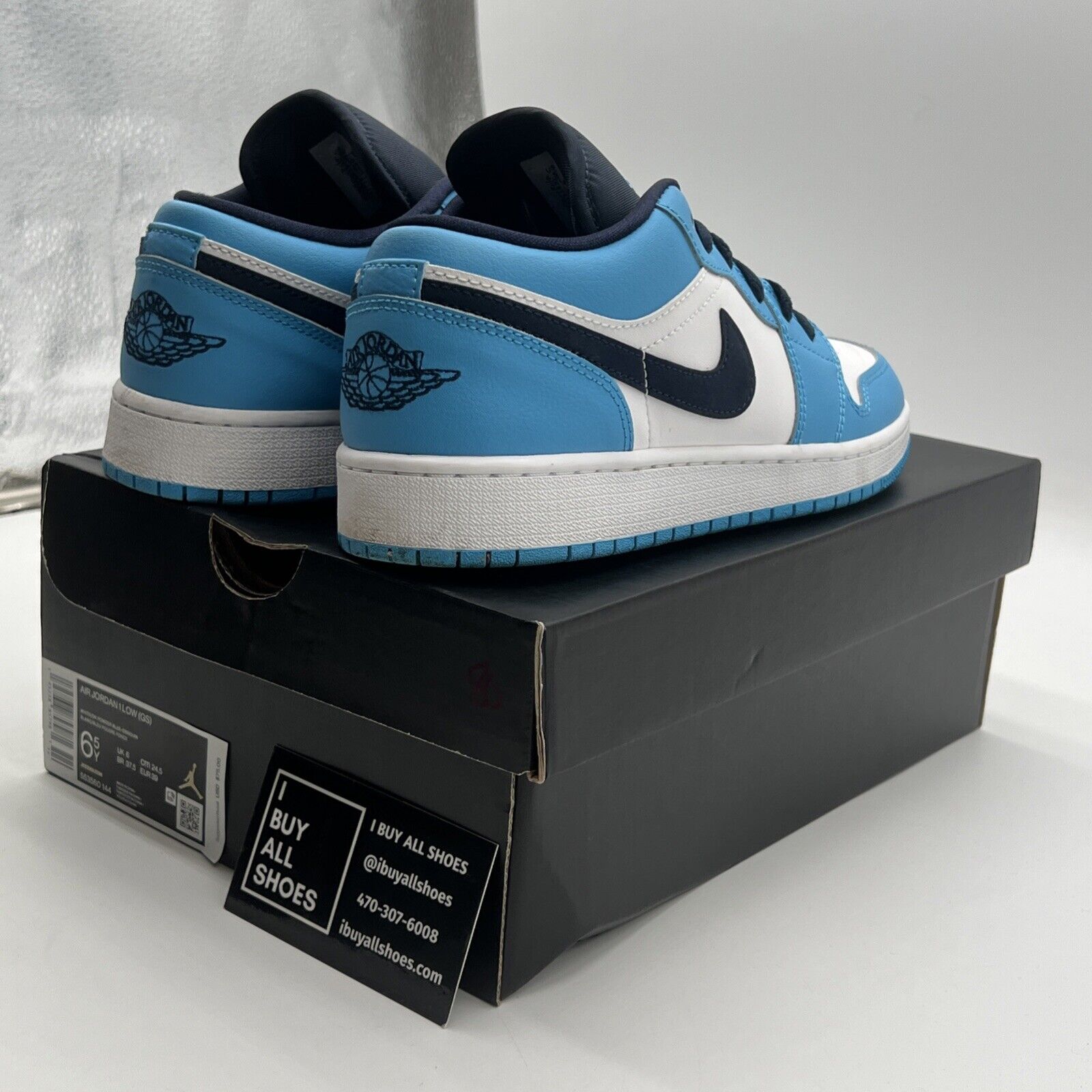Size 9.5 - Air Jordan 1 Low UNC 2021 Black/University Blue/White (553560-144)