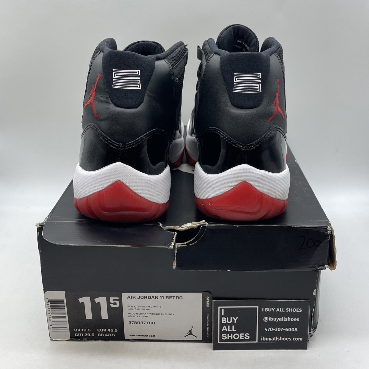 Size 11.5 - Air Jordan 11 Retro Bred 2012 (378037-010)