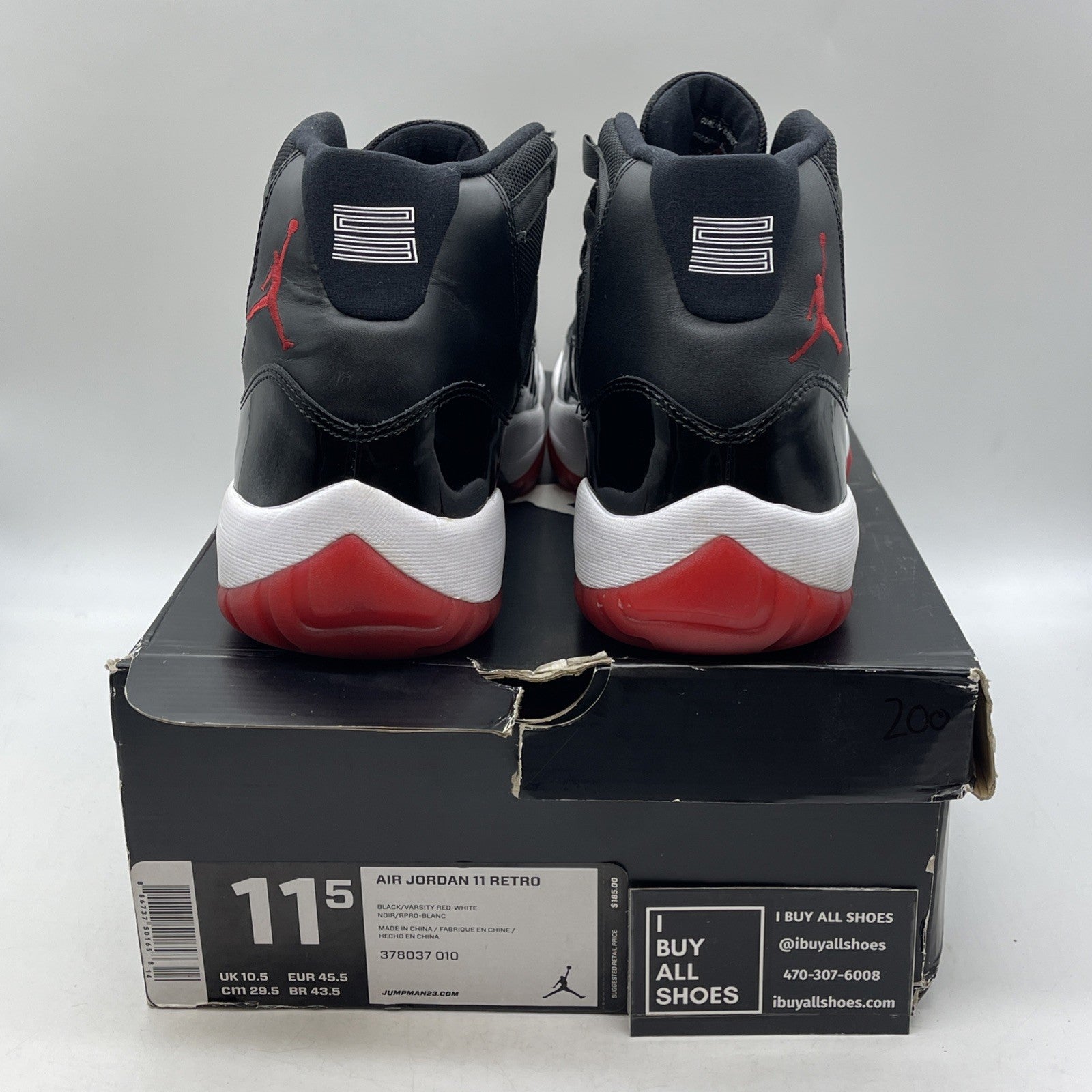 Size 11.5 - Air Jordan 11 Retro Bred 2012 (378037-010)