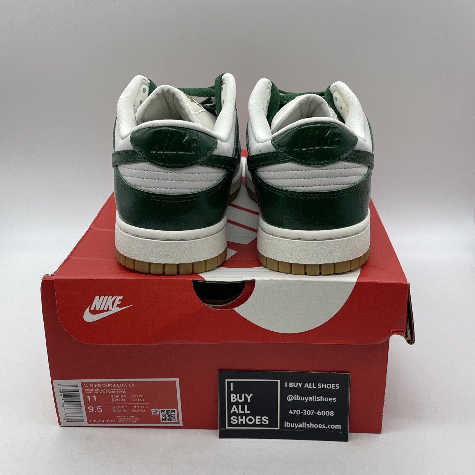 Size 11W - Nike Dunk Low Lx Gorge Green Ostrich Leather  (FJ2260-002)