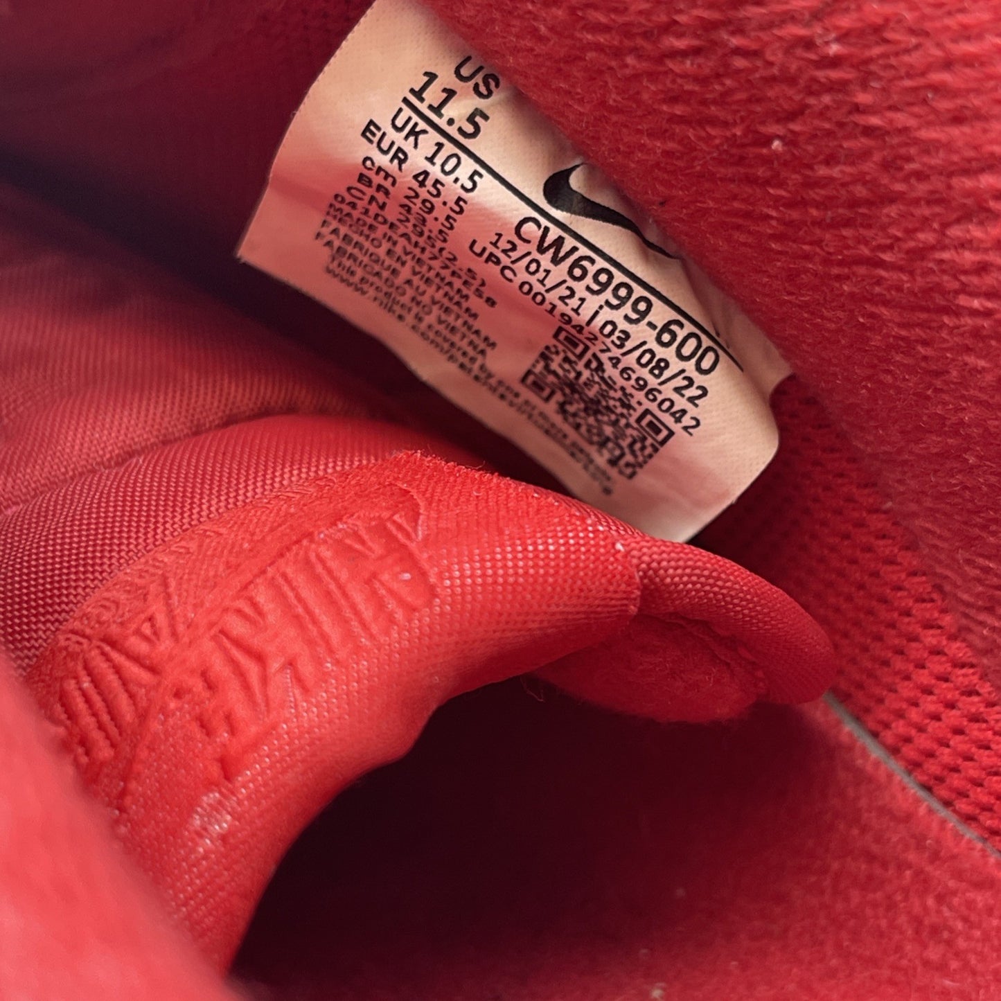 Size 11.5 - Nike Air Force 1 Low Triple Red Leather (CW6999-600)