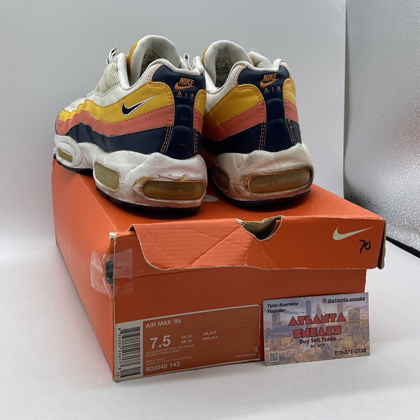 Size 7.5 - Nike Air Max 95 White Suede Leather Blue Orange Pink (609048-143)