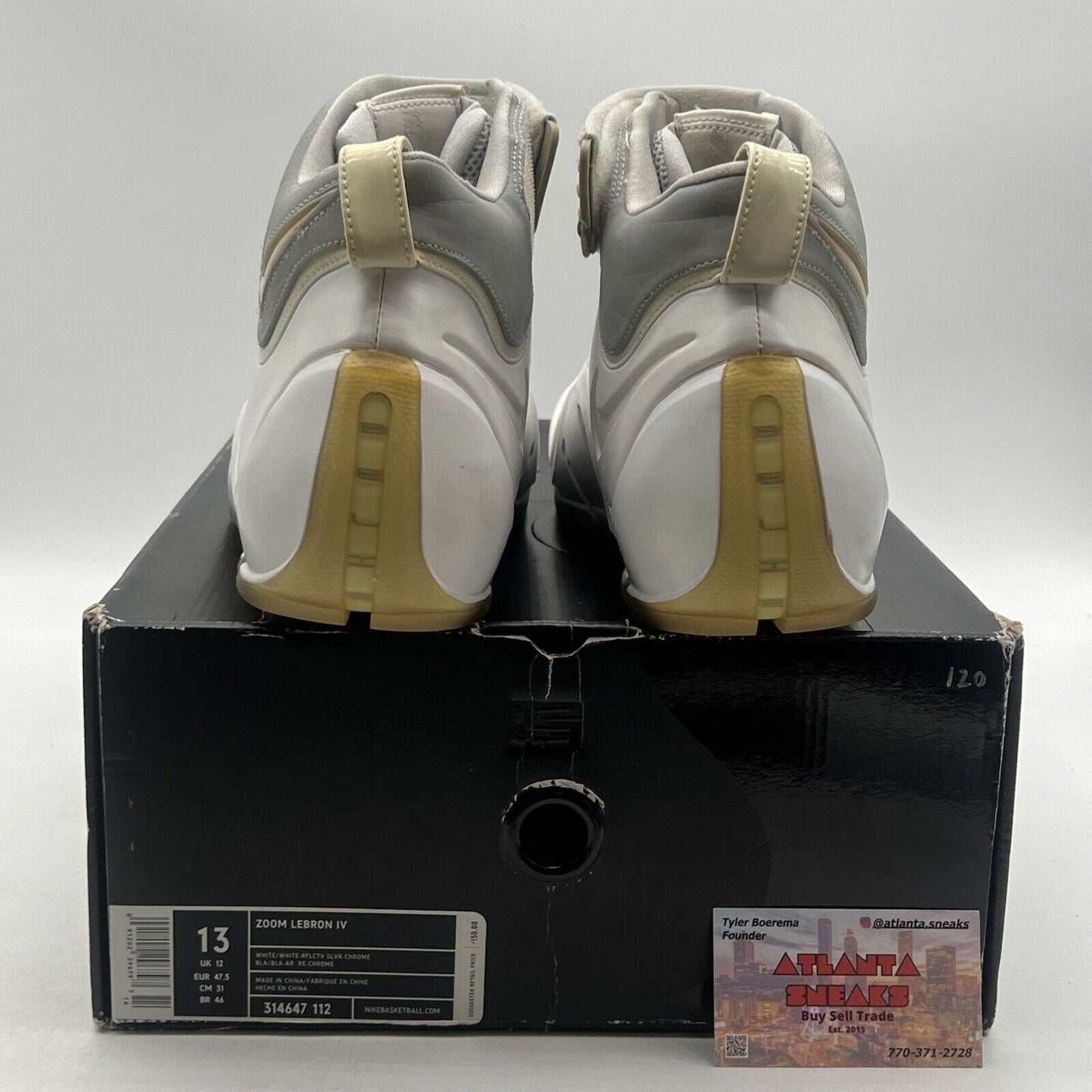 Size 13 - Nike Zoom LeBron 4 White Chrome (314647-112)