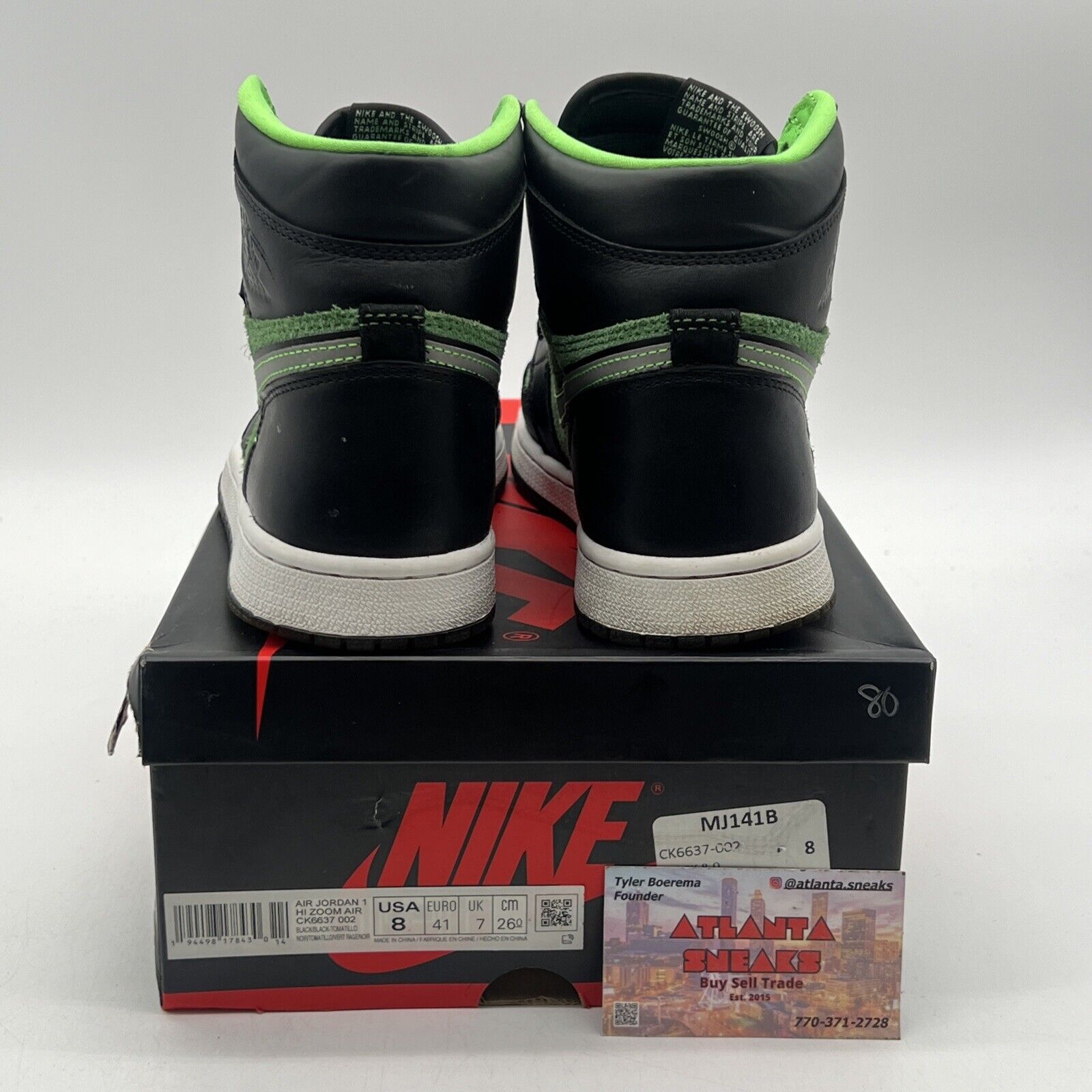 Size 8 - Air Jordan 1 Zoom High Zen Green Black Leather White (CK6637-002)