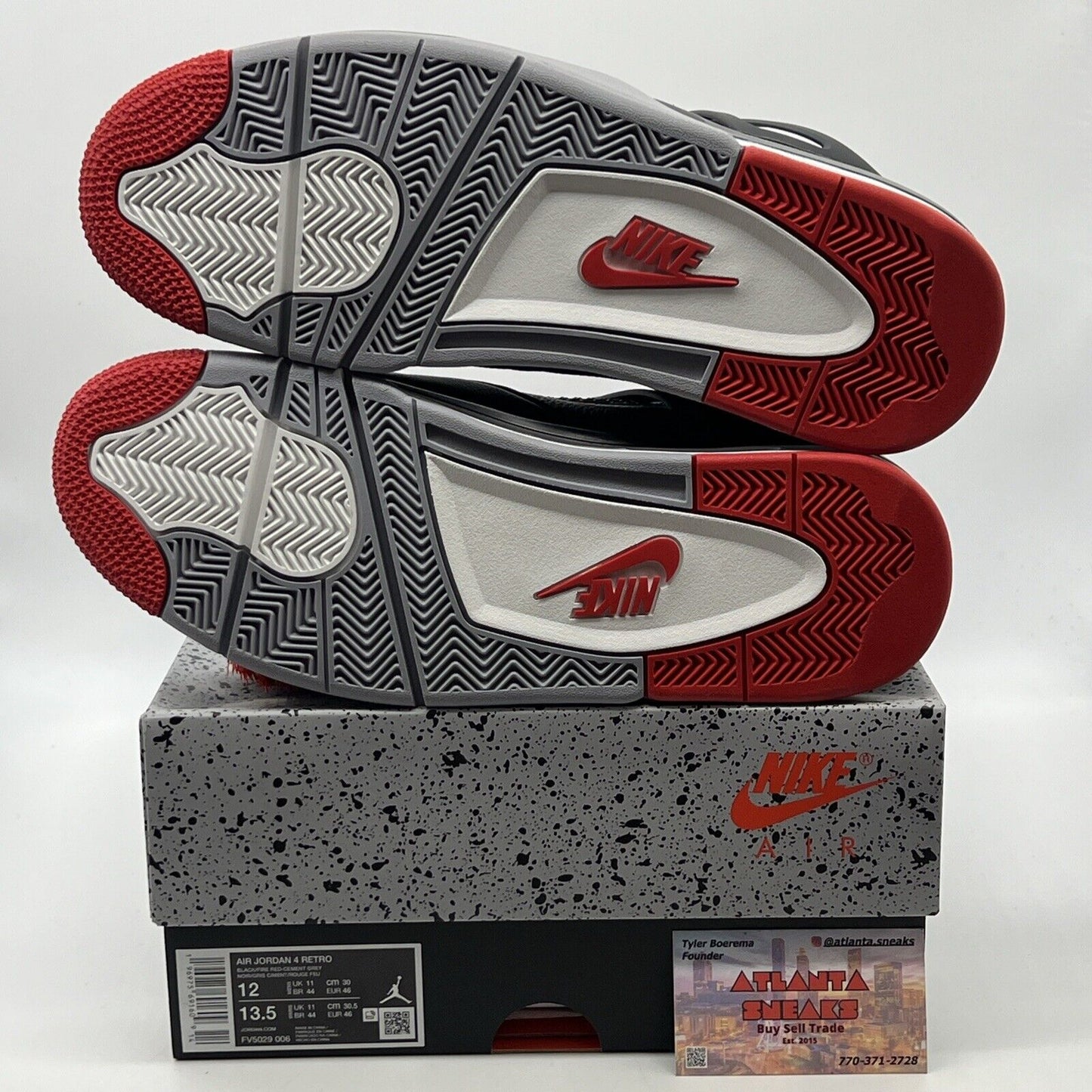 Size 12 - Air Jordan 4 Retro Bred Reimagined Black White Grey Leather FV5029-006