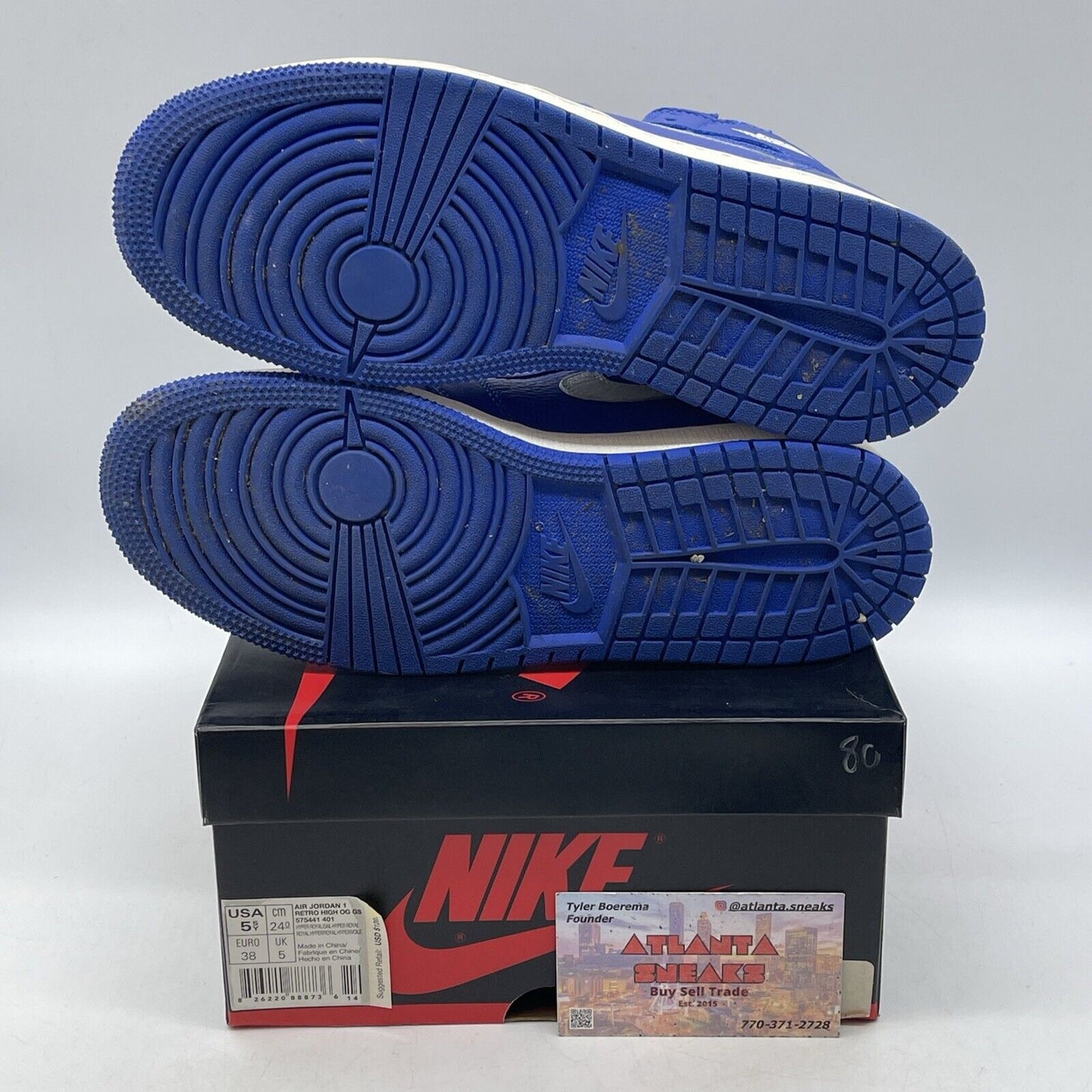 Size 5.5Y - Nike Air Jordan 1 Retro High OG GS Shoes Hyper Royal (575441-401)