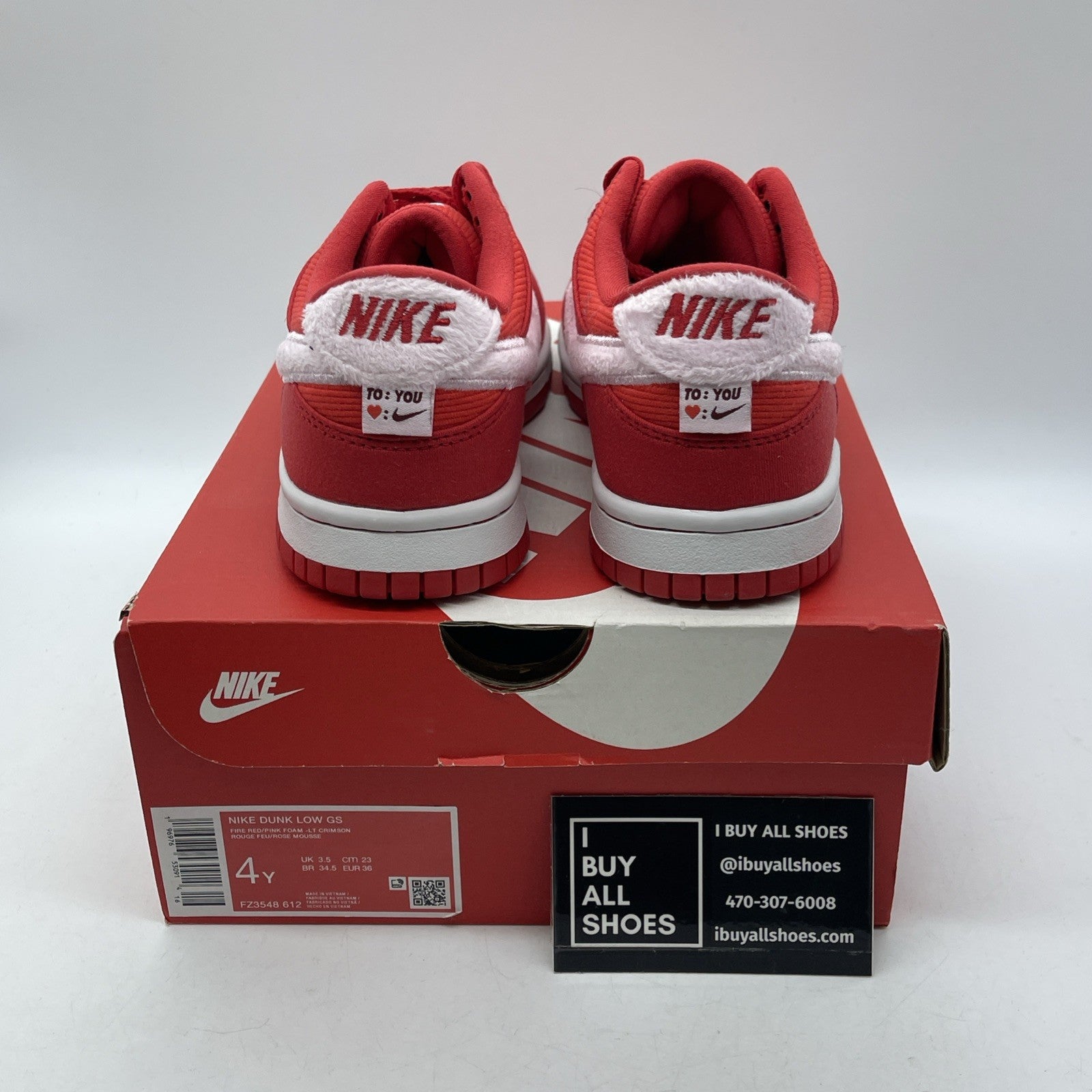 Size 4Y (GS) - Nike Dunk Low Valentine's Day Pink Red Suede (FZ3548-612)