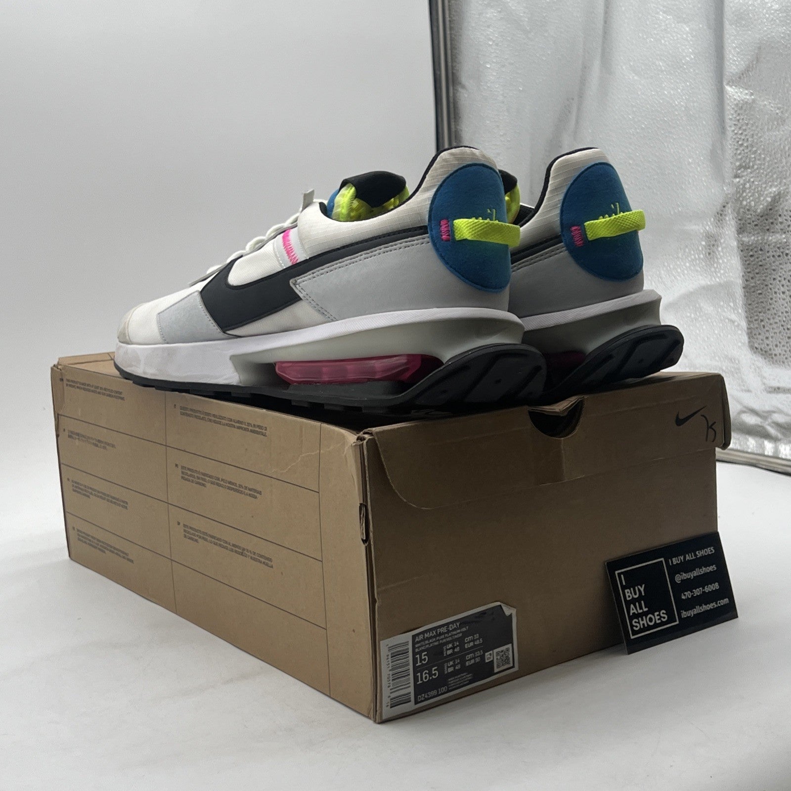 Size 15 - Nike Air Max Pre-Day White Pure Platinum Volt (DZ4399-100)