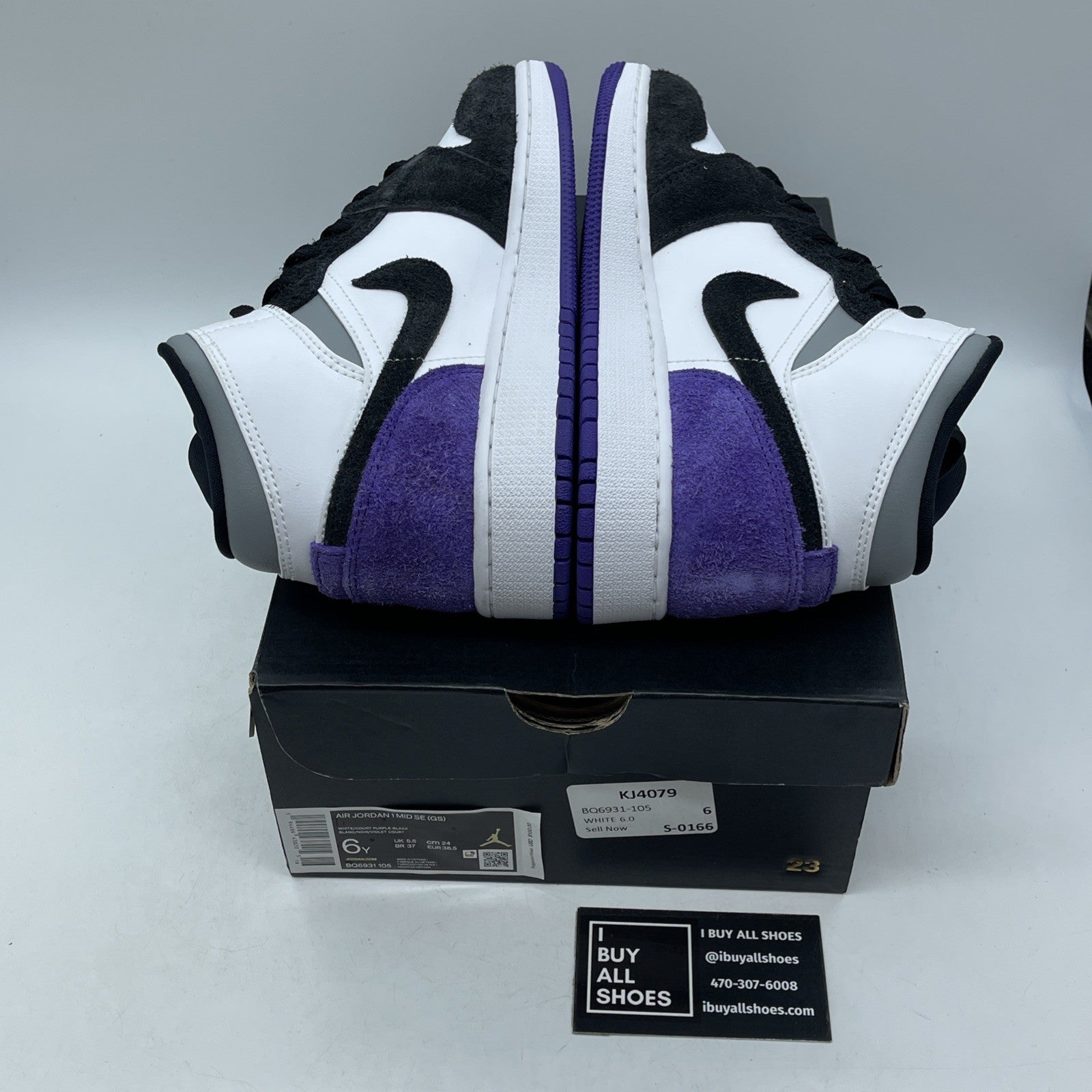 Size 6Y - Air Jordan 1 SE Mid Varsity Purple Black White Leather (BQ6931-105)