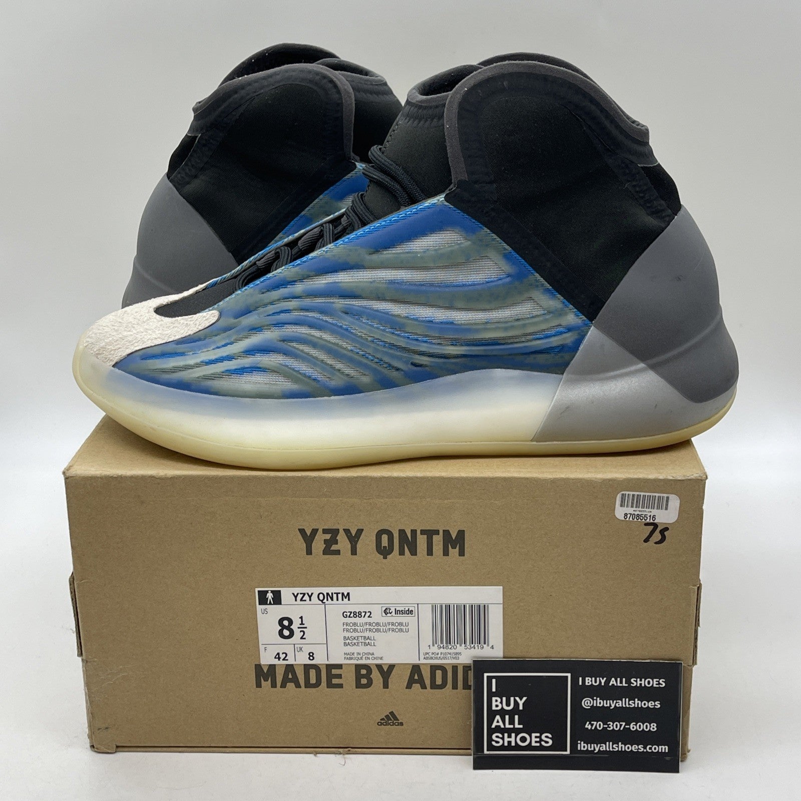 Size 8.5 - adidas Yeezy Quantum Frozen Blue Grey Black Tan (GZ8872)