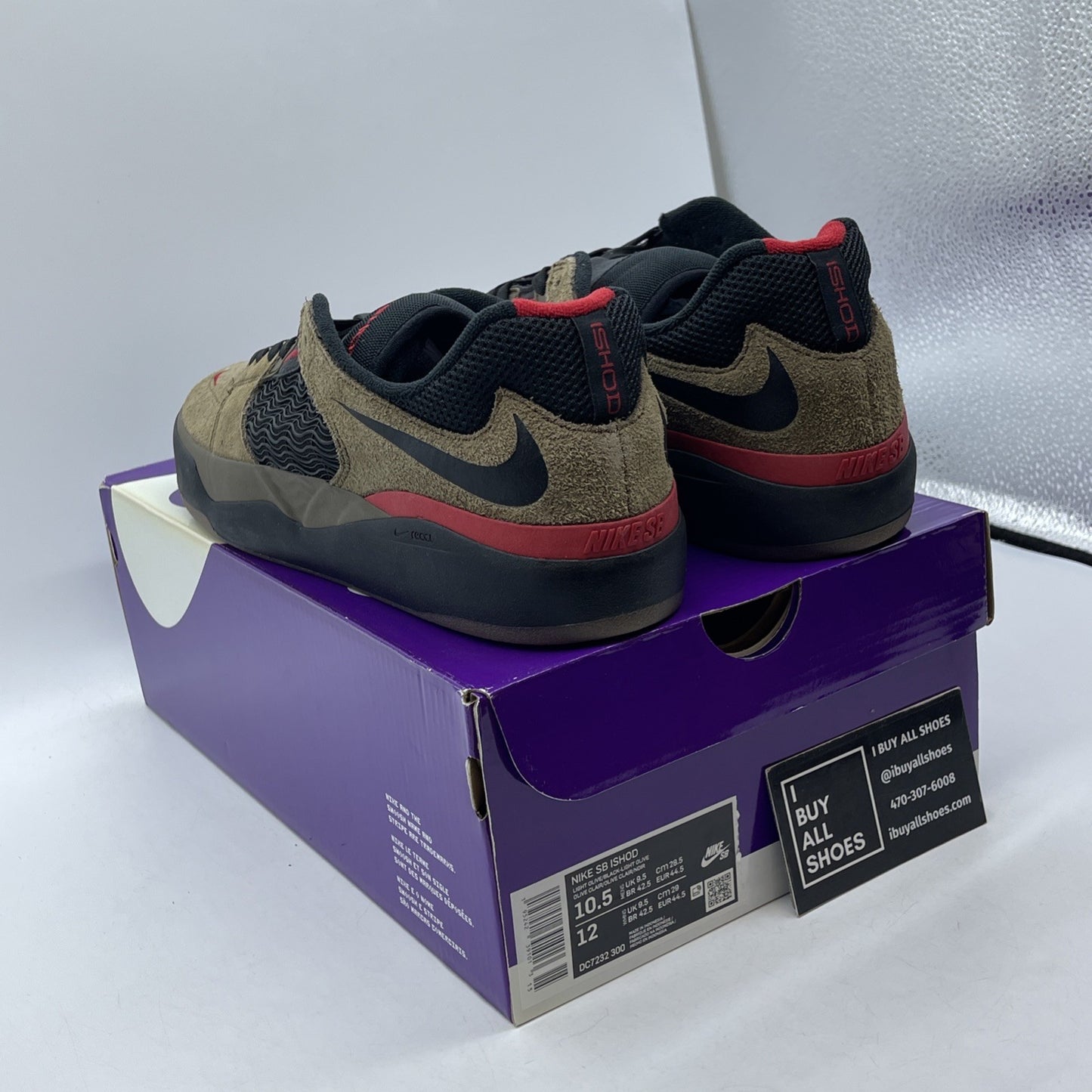 Size 10.5 -Ishod Wair Light  Olive Suede Black Red (DC7232-300)