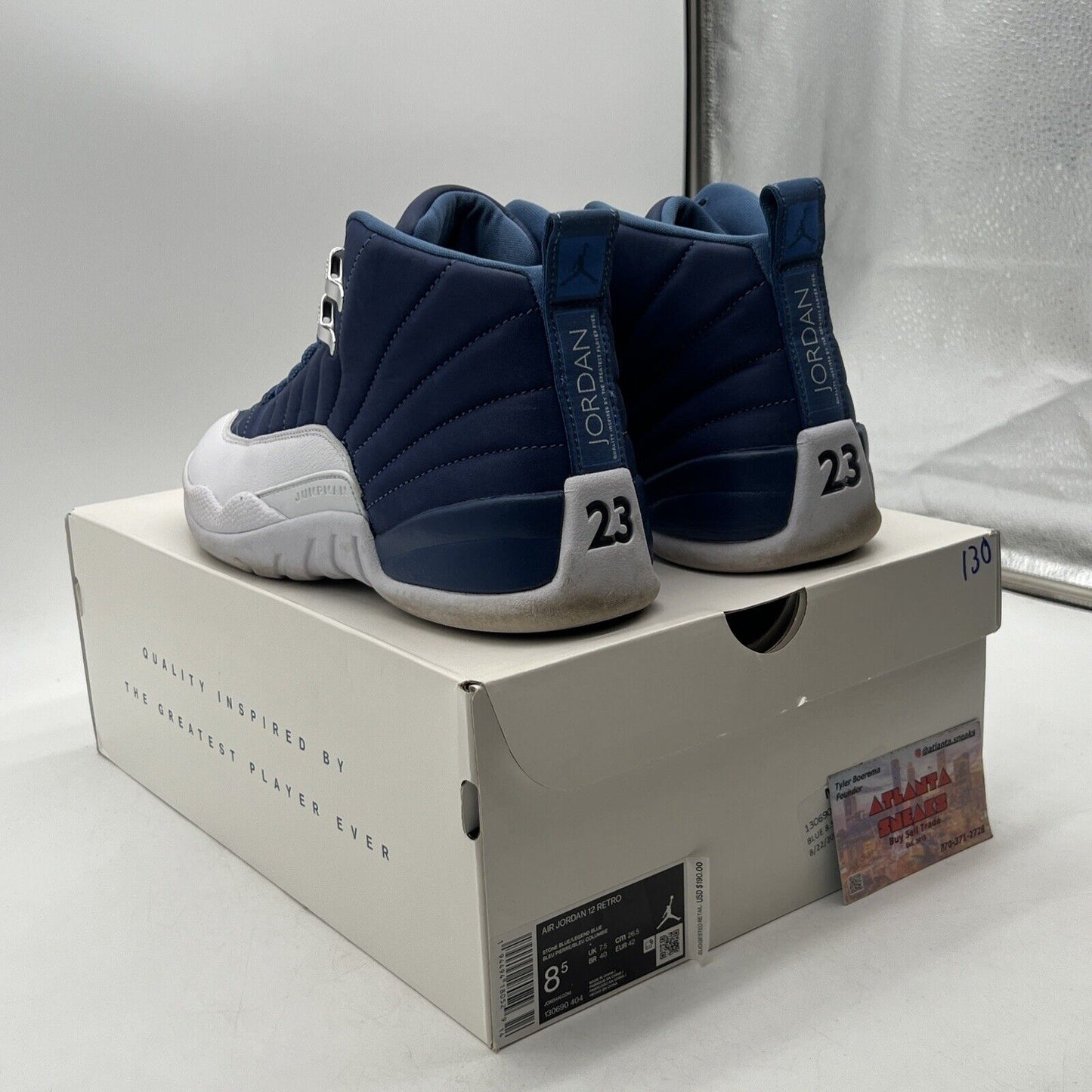 Size 8.5 - Jordan 12 Retro Indigo 2020 Navy White Blue Leather (130690-404)