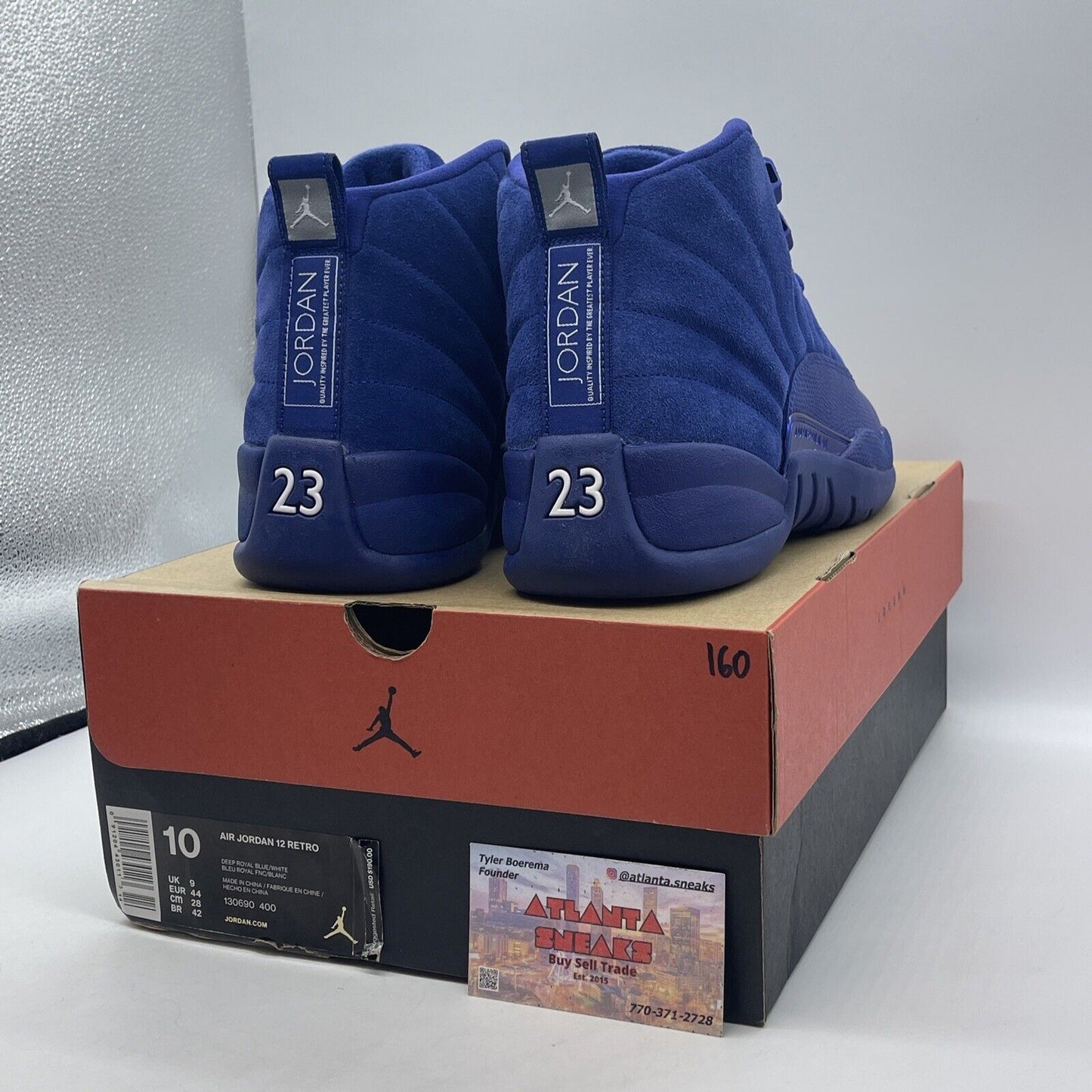 Size 10 - Air Jordan 12 Retro Deep Royal Silver Blue Suede Leather (130690-400)