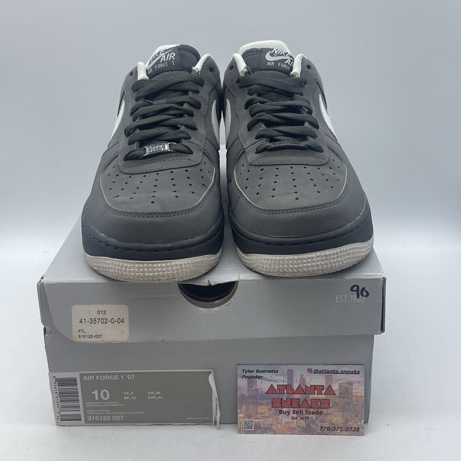 Size 10 - Nike Air Force 1 '07 Midnight Fog Grey Suede Leather (315122-027)