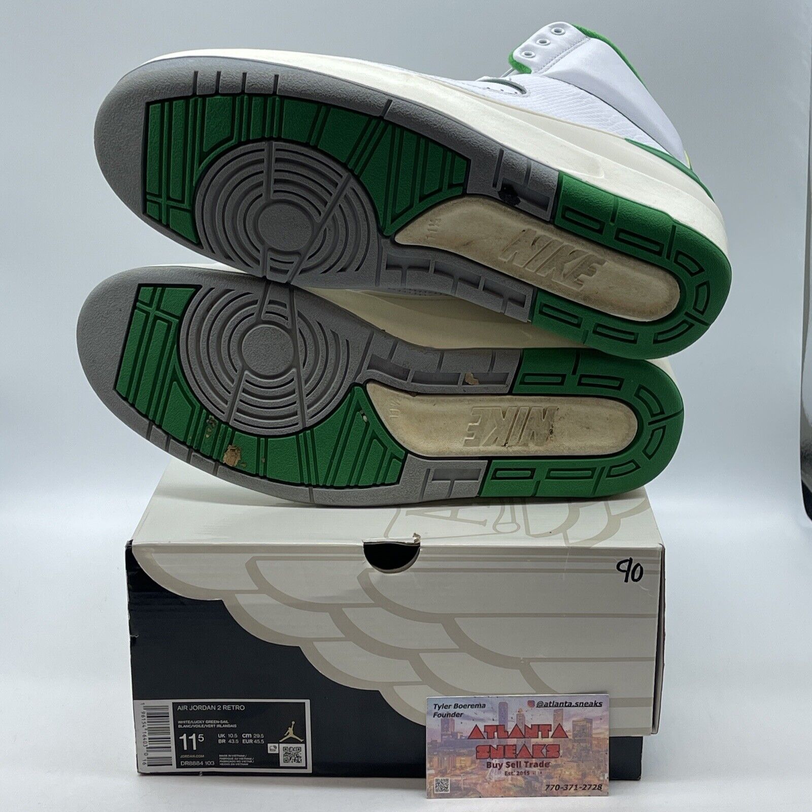 Size 11.5 - Jordan 2 Retro Lucky Green White Black Leather Suede (DR8884-103)