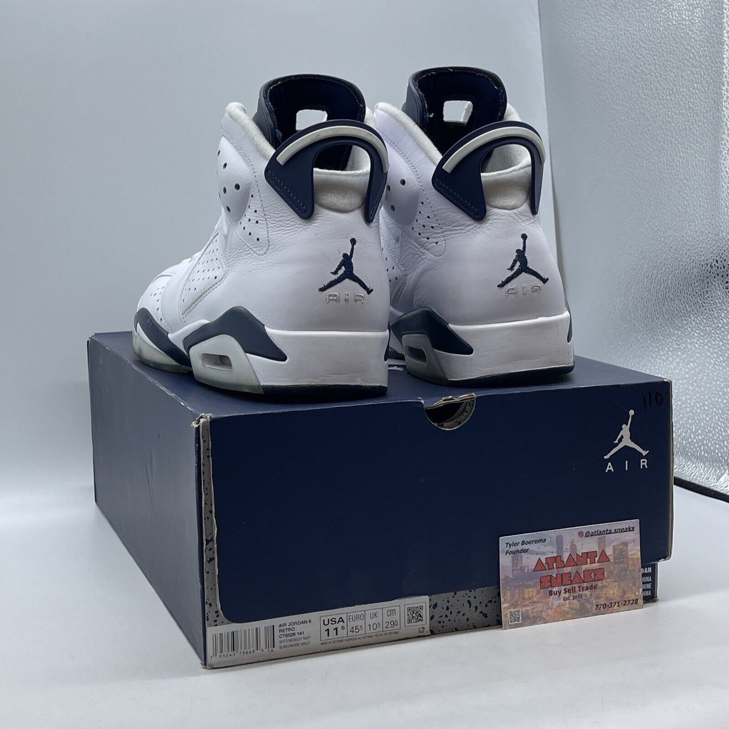 Size 11.5 - Jordan 6 Retro Midnight Navy White Leather (CT8529-141)