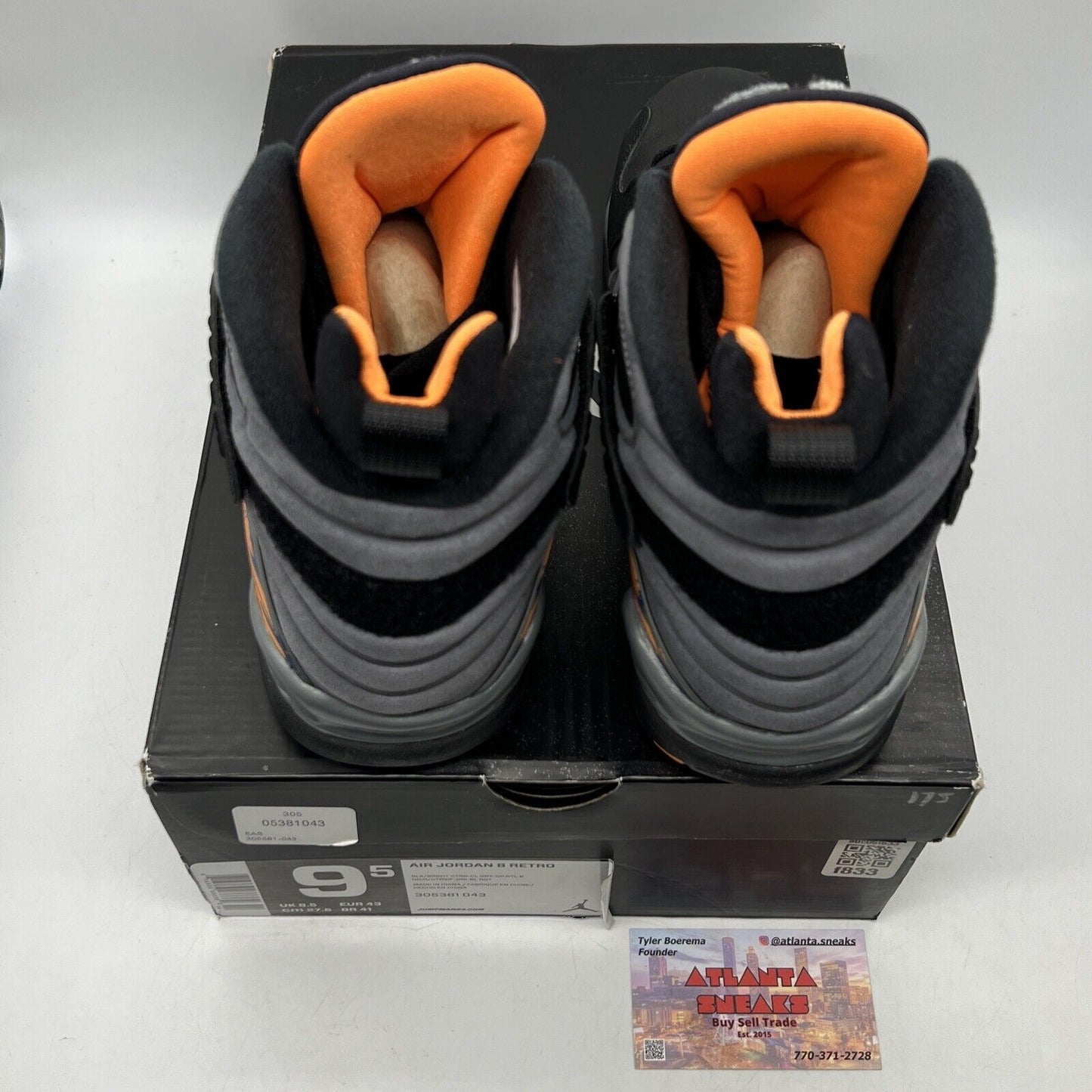 Size 9.5 - Air Jordan 8 Retro Phoenix Suns Black Grey Orange Purple (305381-043)