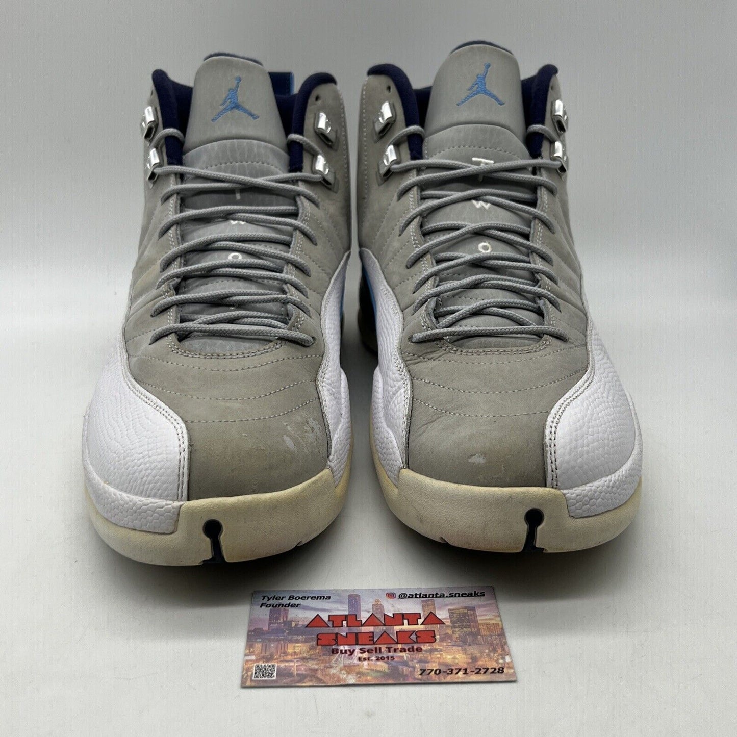 Size 14 - Air Jordan 12 Retro Grey University Blue Suede Leather (130690-007)